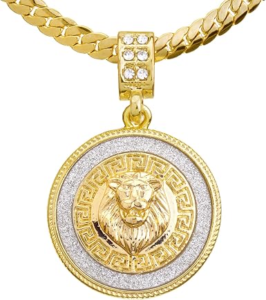 CZ Lion Head Medallion Pendant 
