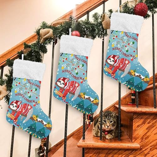 ALAZA Christmas Stockings Sloth Classic Personalized Large Stocking Decorations for Family Holiday Season Party Decor 1 Pack,17.7"