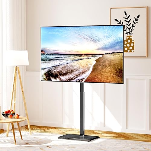 Miniatura 6 de Soporte universal para TV de piso, soporte de TV de piso para TV de 32 a 75 pulgadas de hasta 110 libras, soporte de TV alto giratorio y ajustable