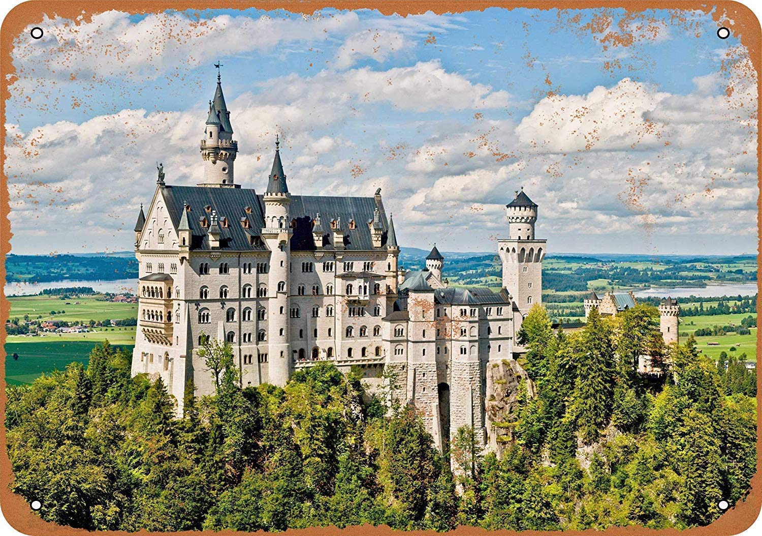 Inga Neuschwanstein Castle Spring Metal Tin Sign 8x12 inches
