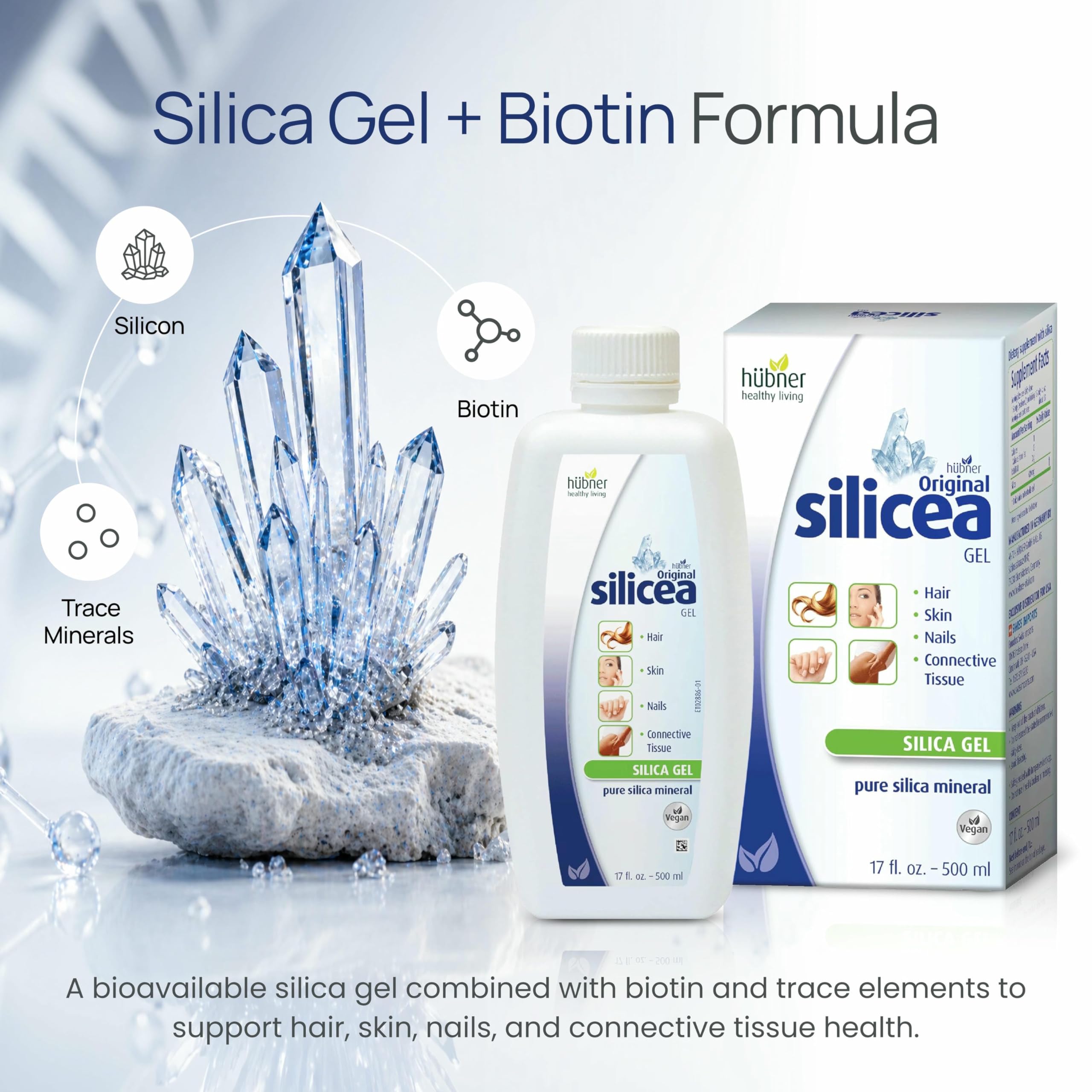 Hübner Original Silicea Gel 17 fl oz / 500 ml, 5 Pack, for Hair, Skin, Nails, and Connective Tissue, Pure Colloidal Silica Gel Formula, No Additives or Preservatives — Amazon image 3