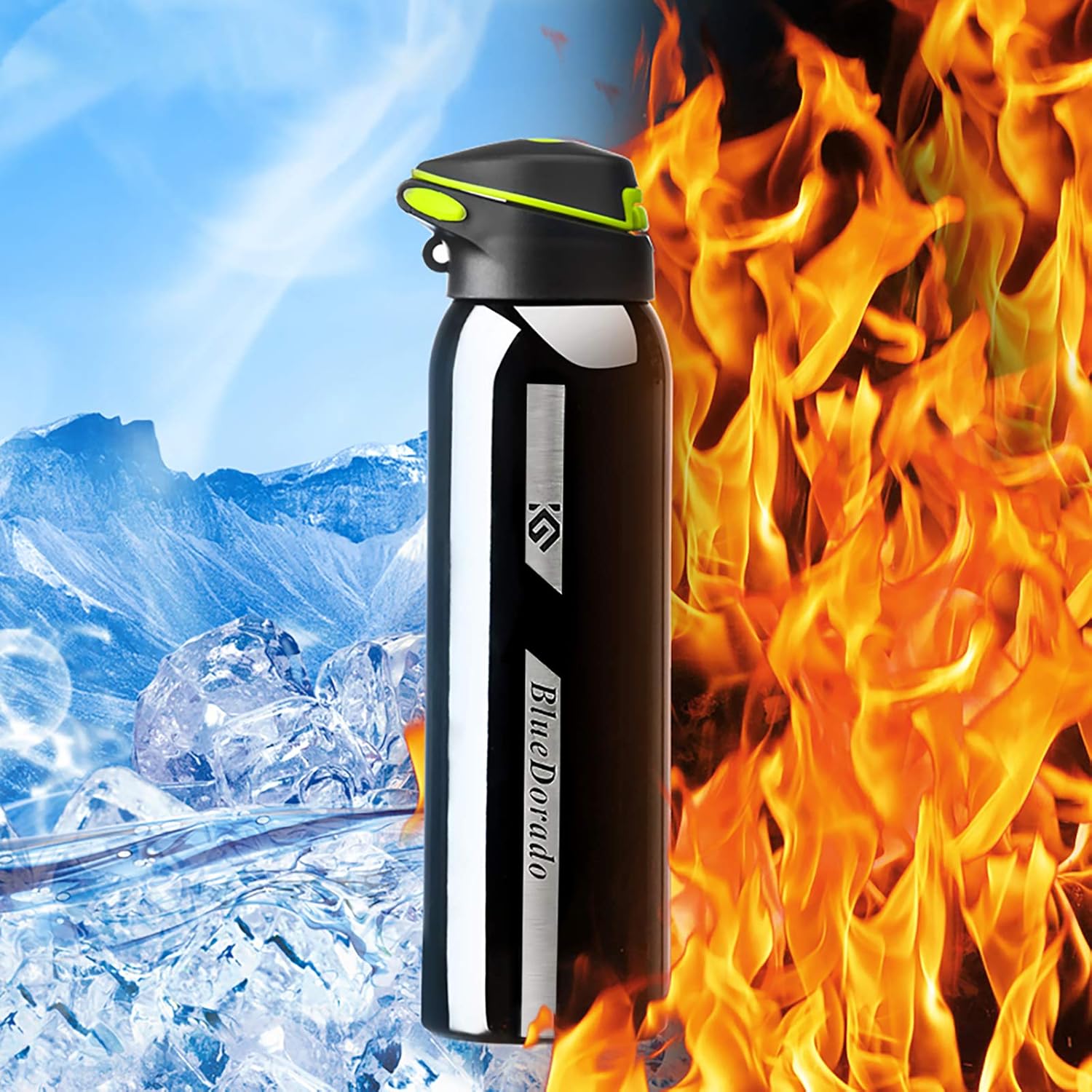 Stainless Steel Cycling Mug, Insulated Bike Water Bottle with Straw Lid & Flex Cap, BPA-Free, 18 Oz - Image 3