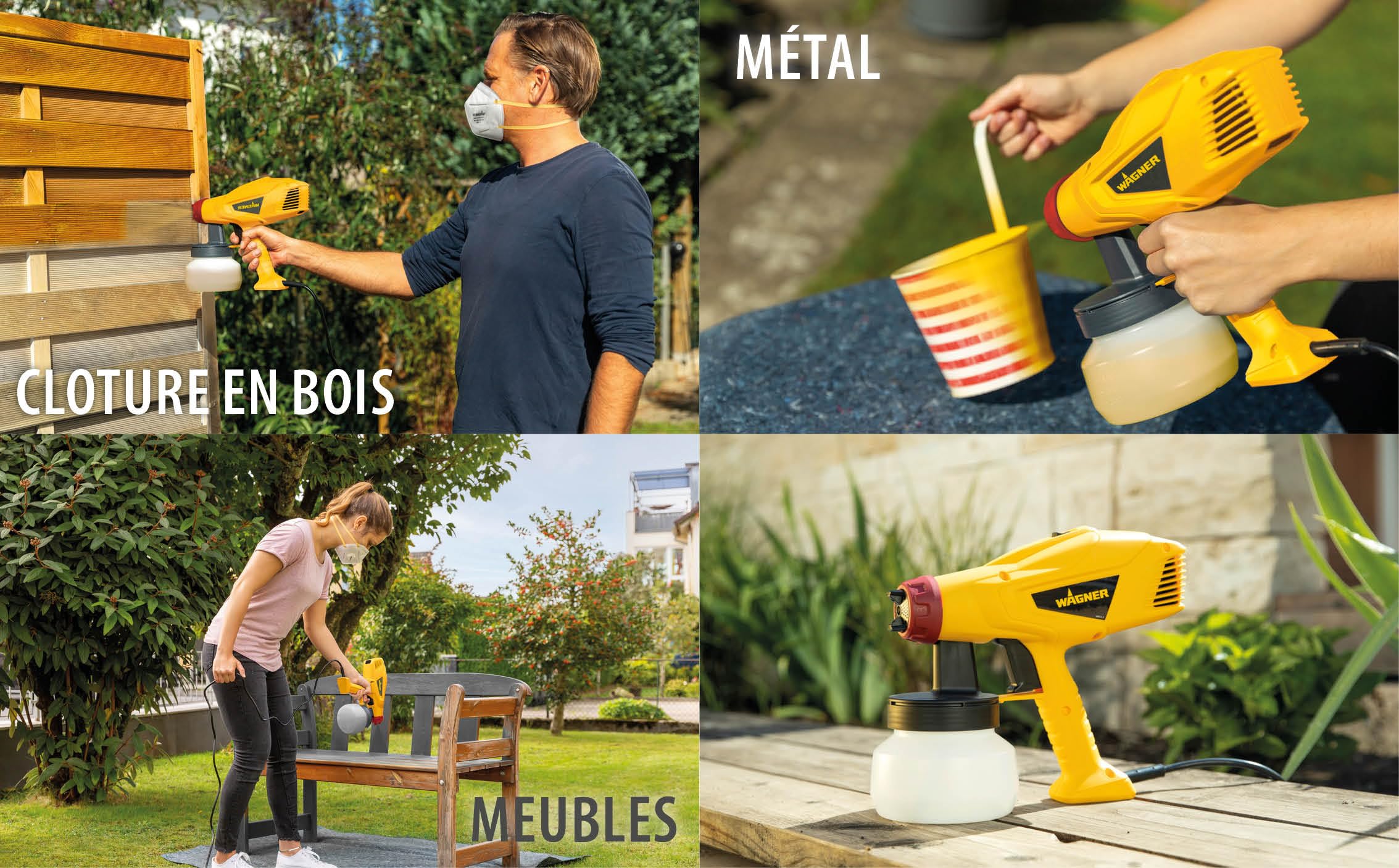 WAGNER Pistolet à peinture W 125 Wood&Metal Sprayer pour vernis et lasures en l'intérieur et l'extérieur, 5 m²-10 min, Yellow, Noir, Rouge, réservoir de 600 ml, 350 W