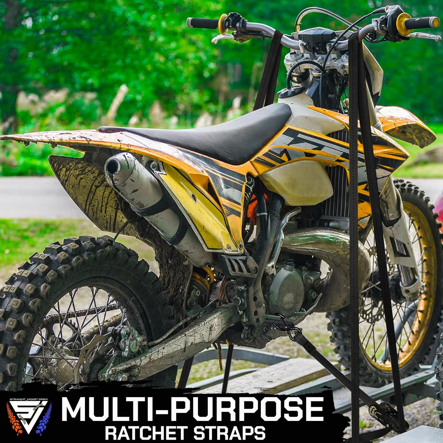 Ratchet Tie Down Straps (4 Pack) - 1,823lb Max Break Strength incl. (4) Heavy Duty 1" x 15' Rachet Tie Downs with Hooks & Handles Best for Moving Securing Cargo by Straight Jacket Crew (Black) - Image 8