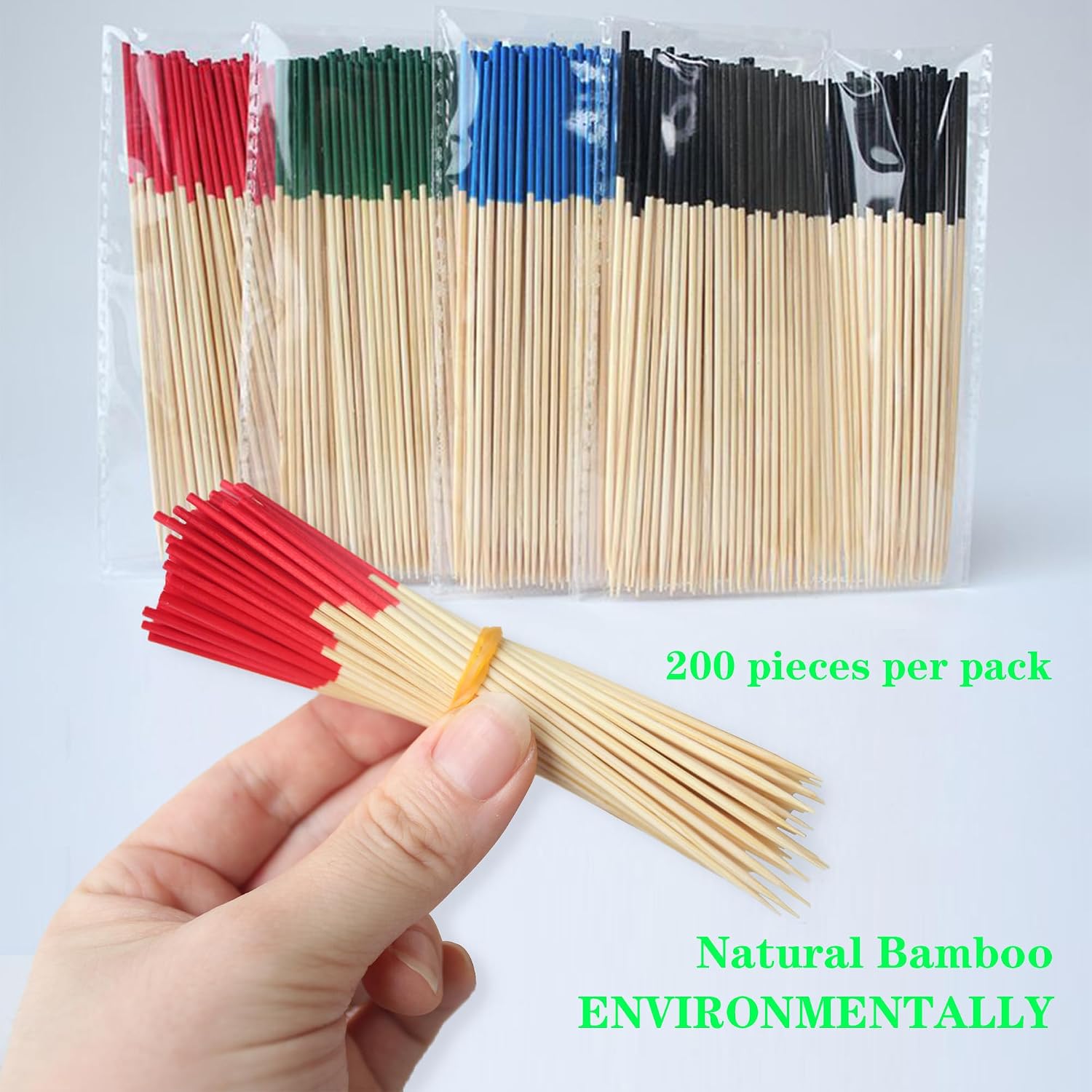 JtmyAota 200 Pack Black Toothpicks, 4.7 Inch Natural Bamboo Cocktail Picks