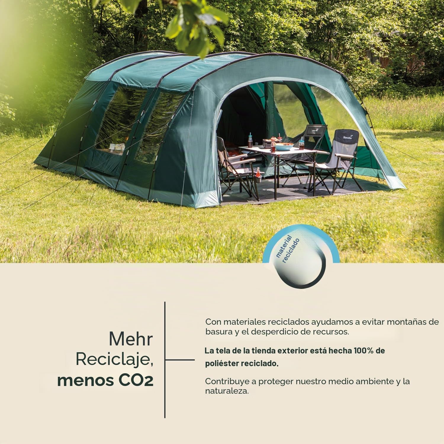 Skandika Kaupanga 6 Protect Tienda de campaña Familiar túnel | para 6 Personas, Impermeable, 3000 mm de Columna de Agua, Cabina Oscura para Dormir