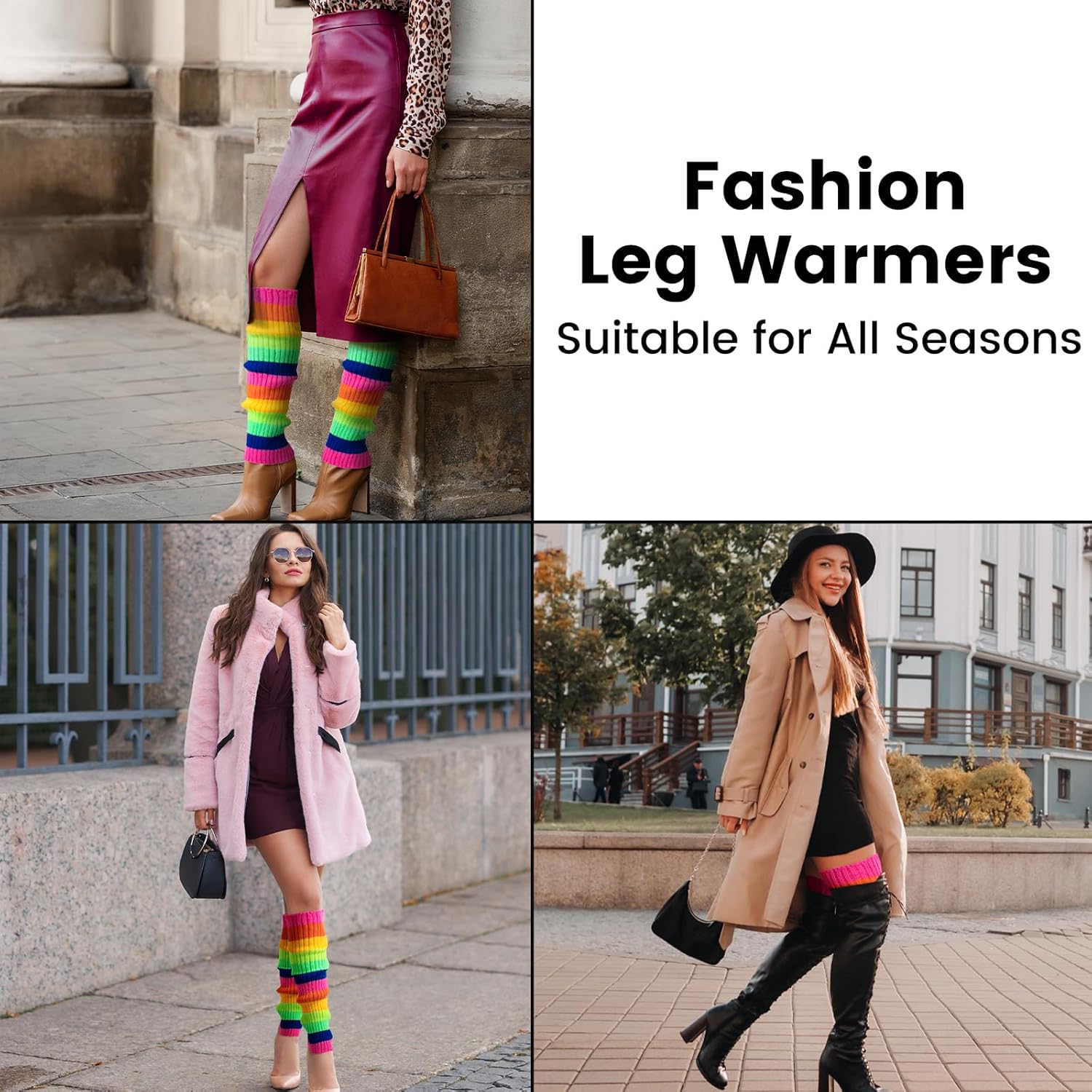 Clothirily Leg Warmers, Fashion Knit Neon Leg Warmers, Ribbed Knit Leg Warmer Socks for Yoga, Sports Party - Image 5