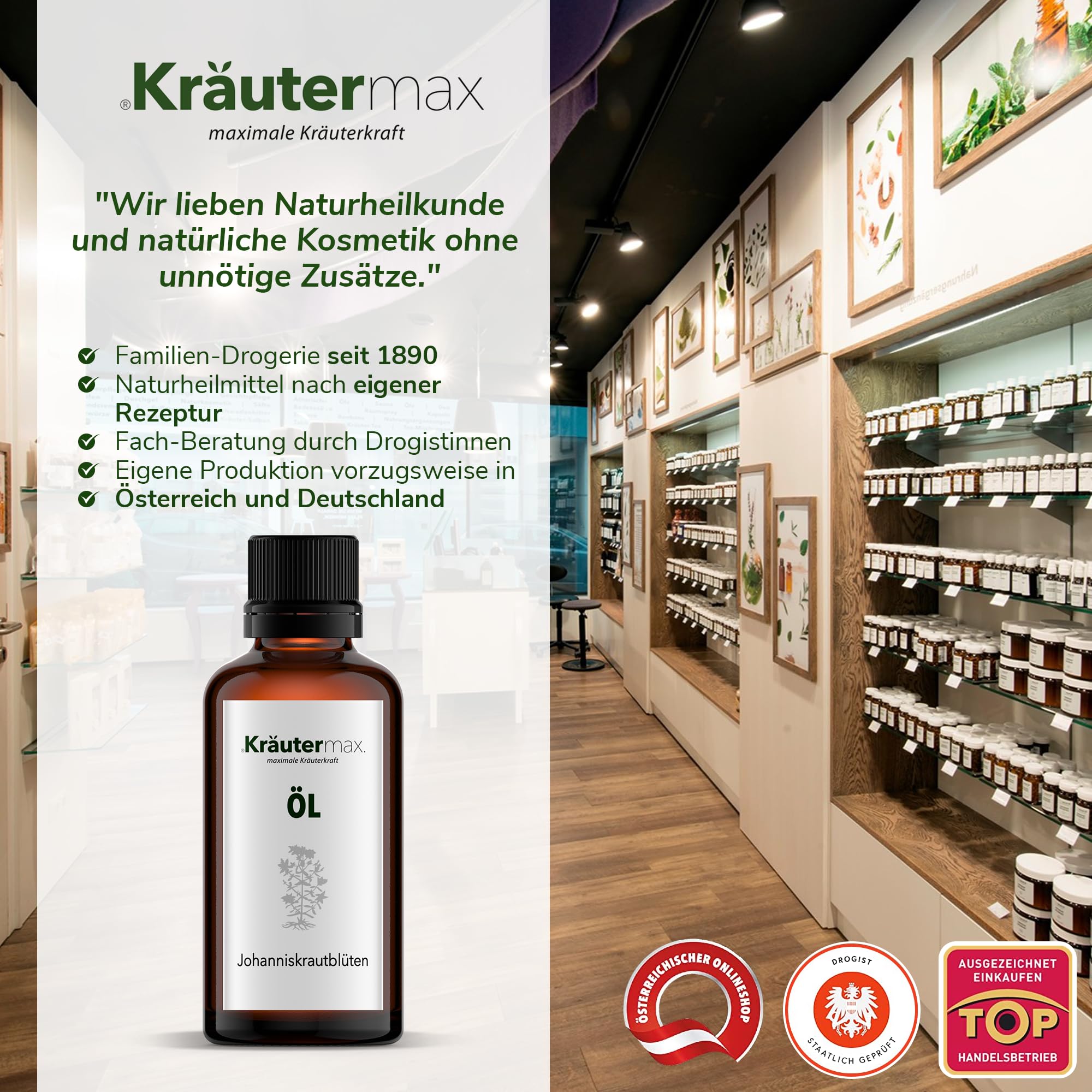 Kräutermax Echtes Johanniskraut Blüten Öl Kräuter Extrakt Flüssig Einreibung 1 x 100 ml