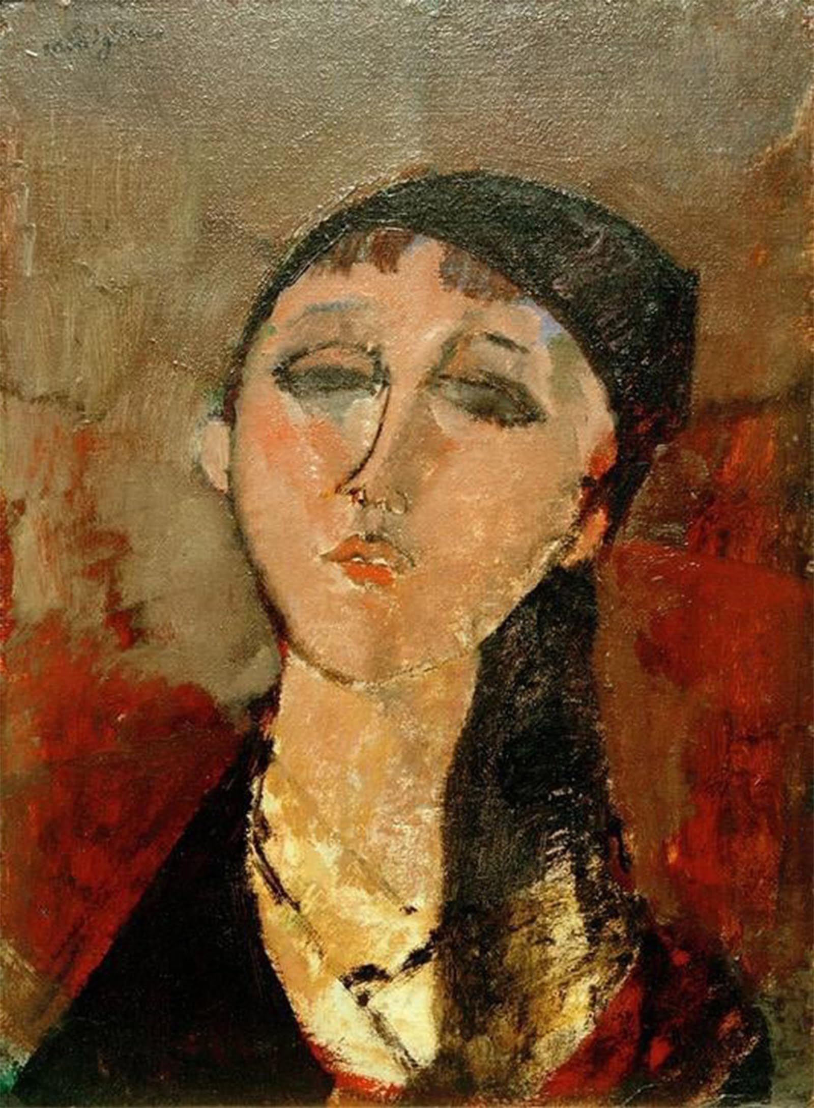 ARTXLXXBN Famous Painting Canvas Artwork Graffiti Print Head of a Girl by Amedeo Modigliani Portrait Canvas Image for Home Decor 60x90cm