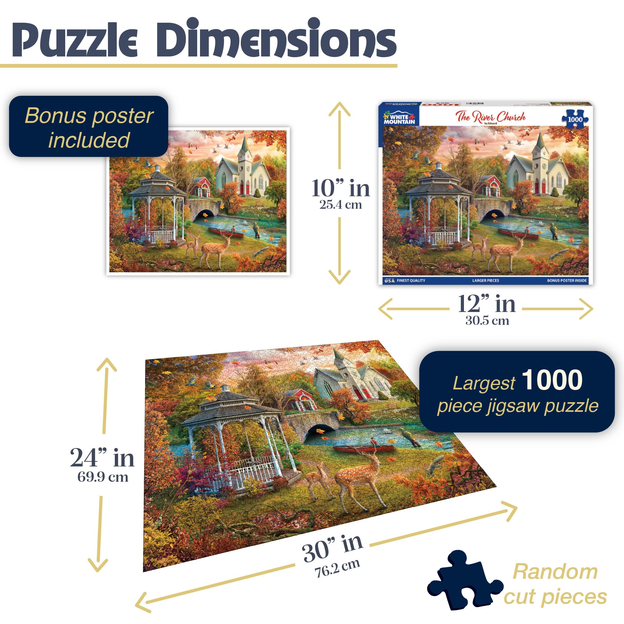 Amazon.com: White Mountain Puzzles - The River Church - 1000