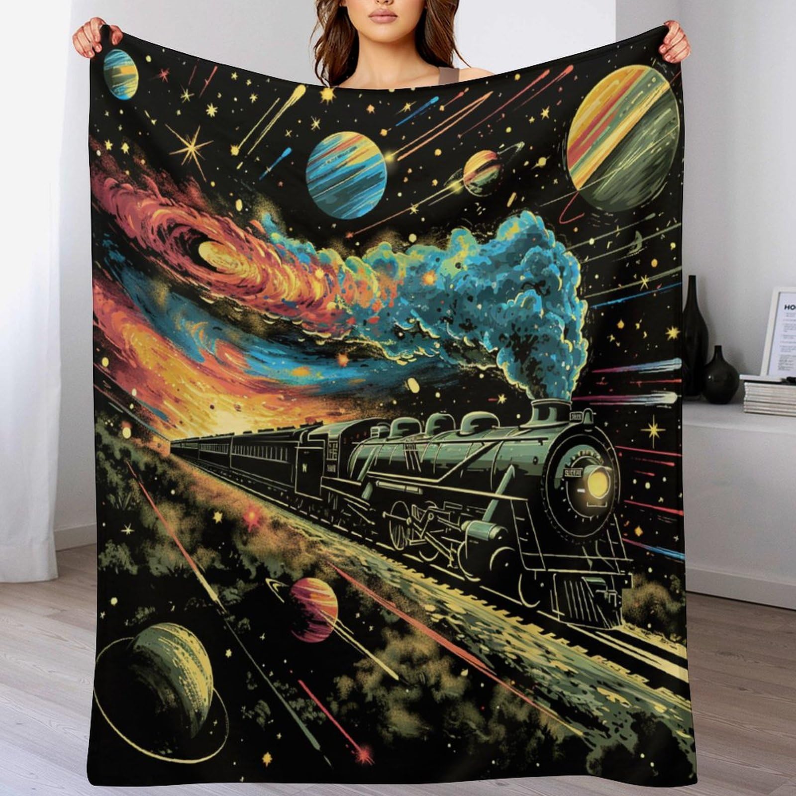 Couverture chaude et confortable Train de rêve jeté de lit flanelle 130x180cm