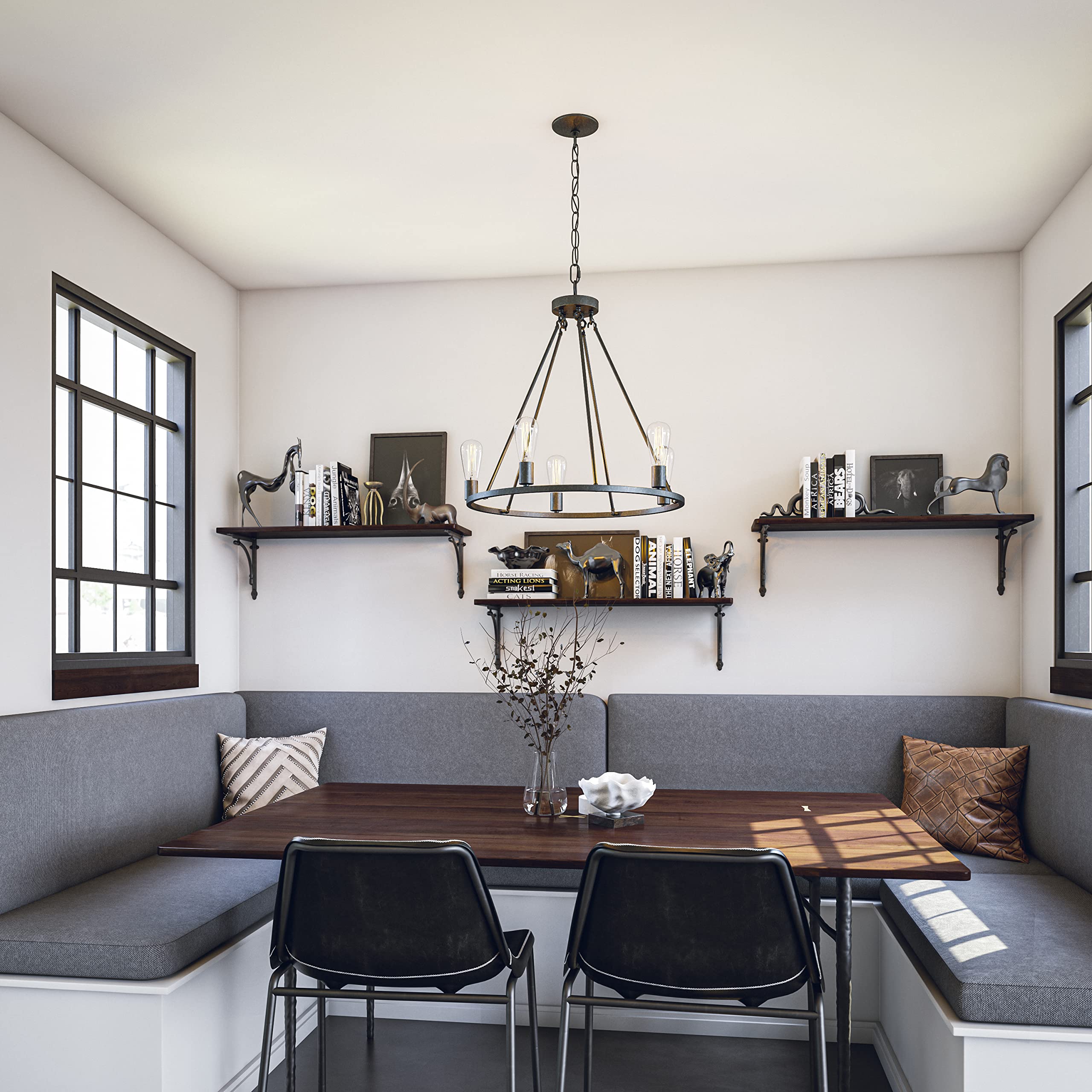 Kenroy Home 93565FGRPH Hixon 5 Light Chandelier with Forged