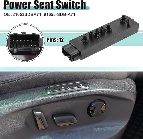 Miniatura 2 de ACROPIX Interruptor de control de asiento eléctrico de 6 vías para el lado izquierdo delantero y izquierdo, ajuste reclinable, para Acura ILX,