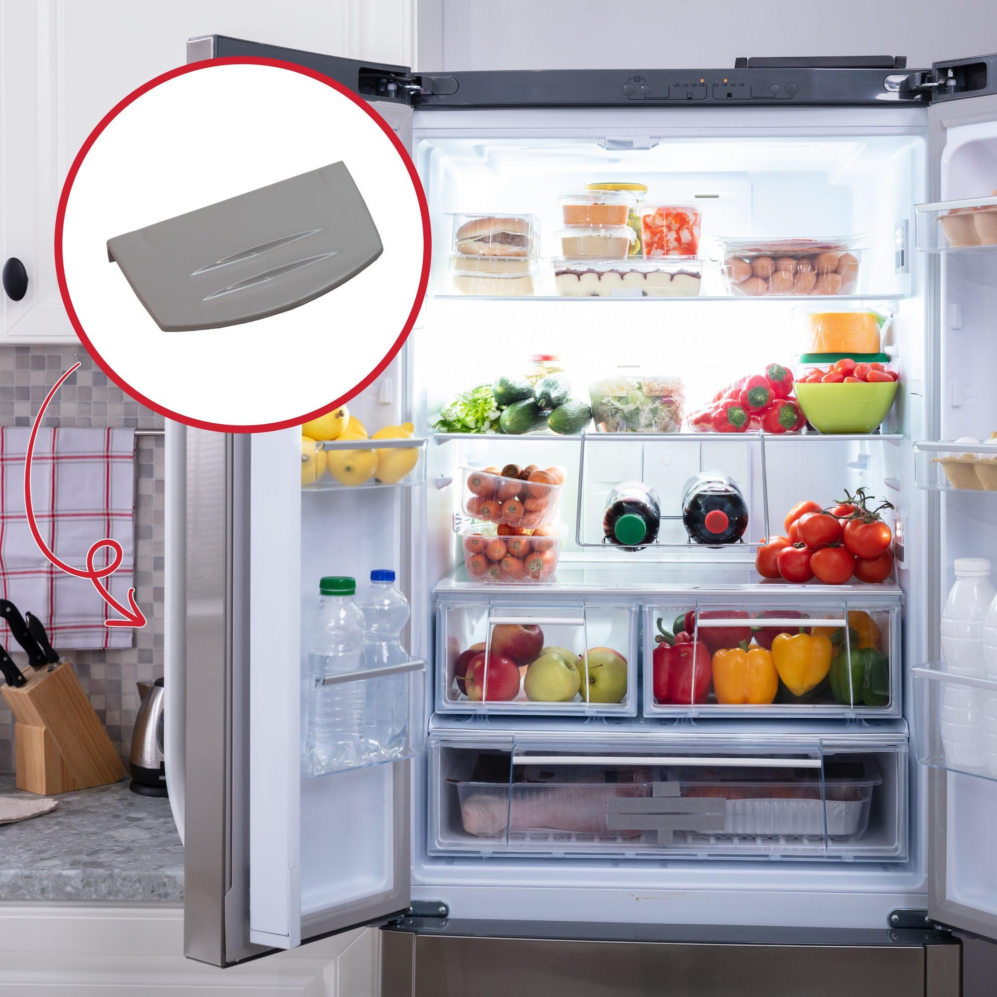 Türgriff 4244570100 kompatibel / Ersatzteil für Beko Blomberg Grundig Gefrierfach Kühlschrank