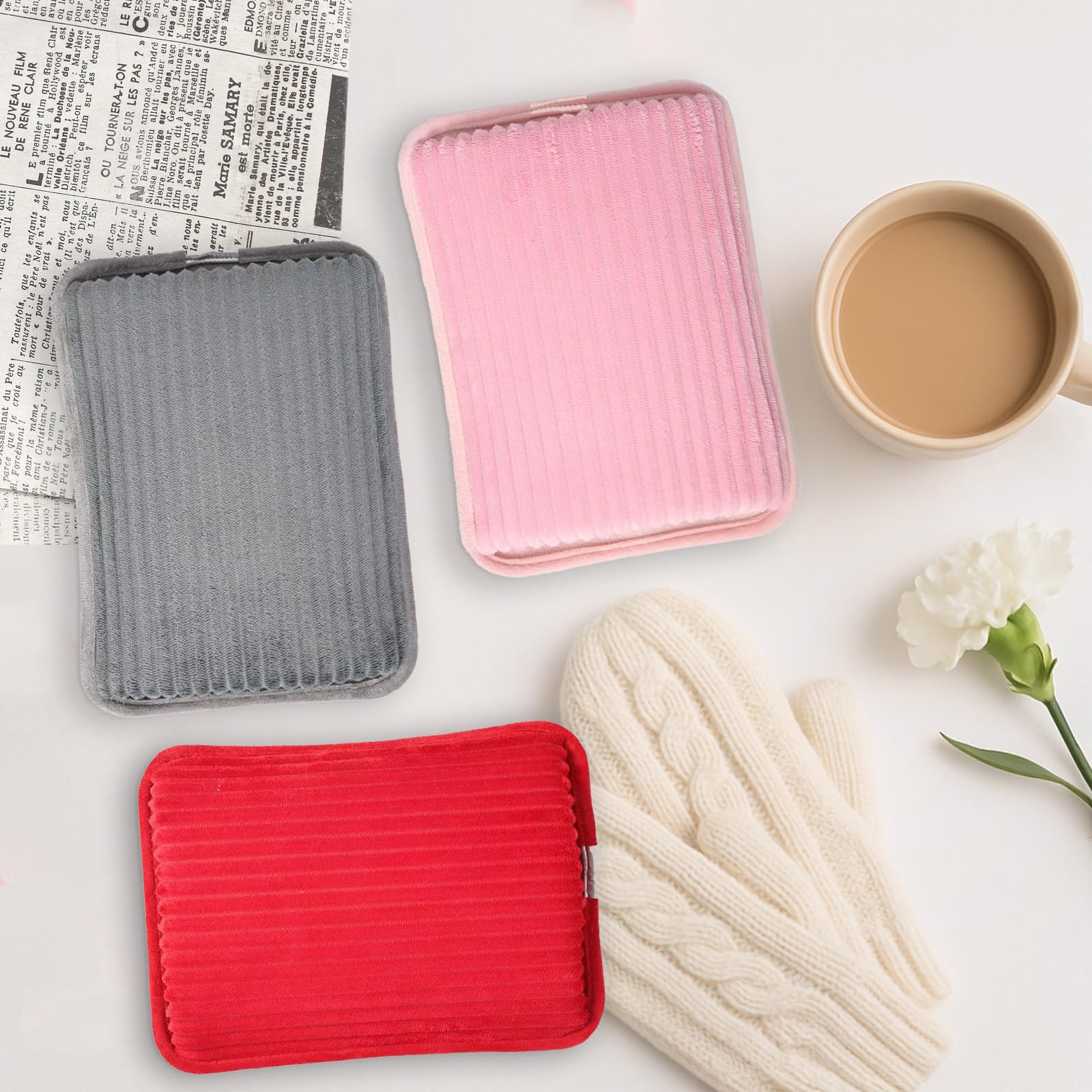 LEIVESTE - Bolsa de agua caliente eléctrica de terciopelo, calentador eléctrico recargable suave para manos y cuerpo – Boule de agua caliente para dolores menstruales, invierno y relajación (gris)