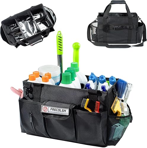 Miniatura 17 de Organizador grande de limpieza para proveedores de limpieza, organizador de almacenamiento de 15 pulgadas para limpieza de la casa, bolsa