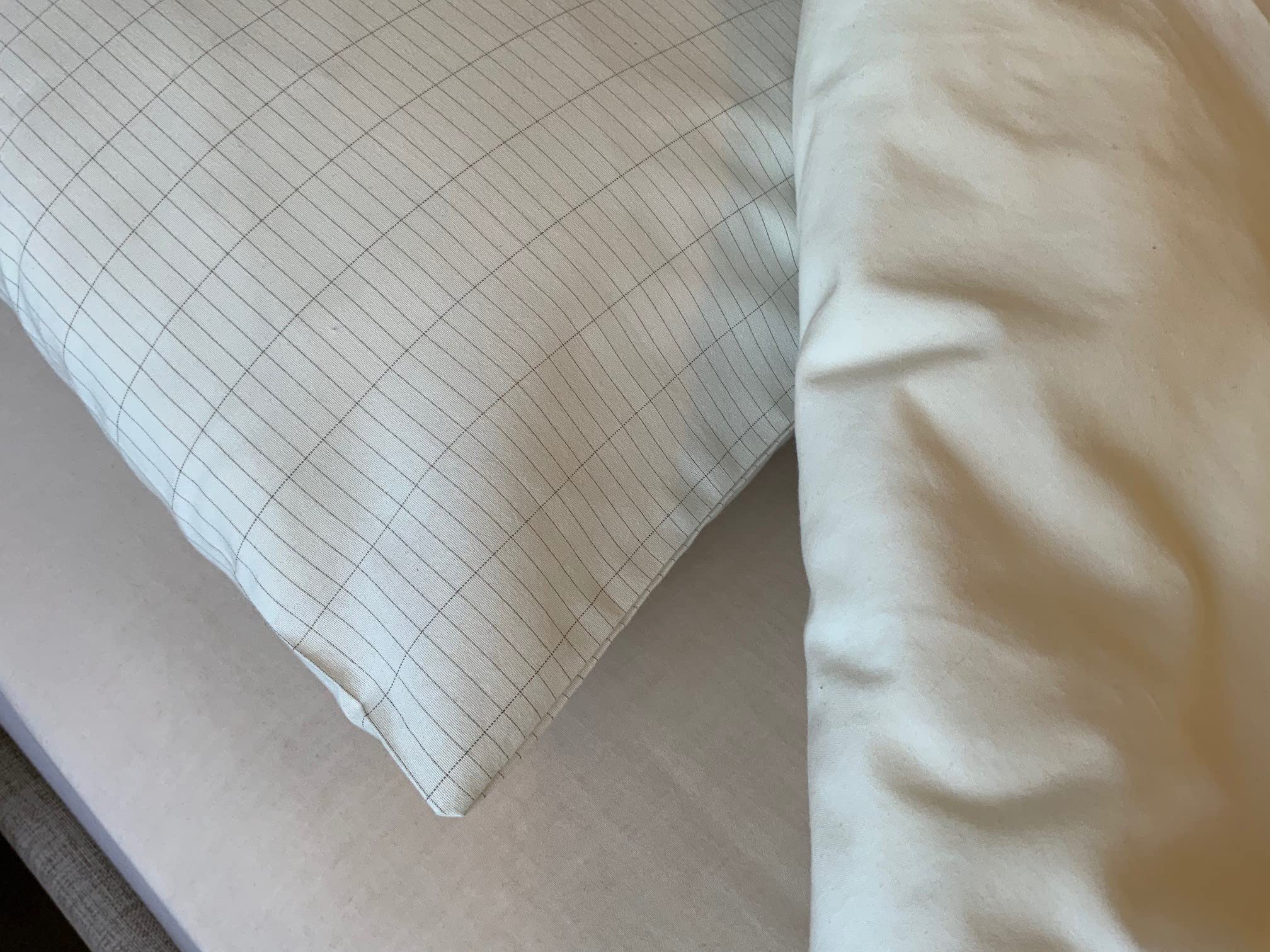 Sleep Earthed Silver/Beige Earthing Pillow Case With Threads - Uk Made By - Organic Cotton - Sleep Better, Deeper, Longer, 50Cm X 80Cm