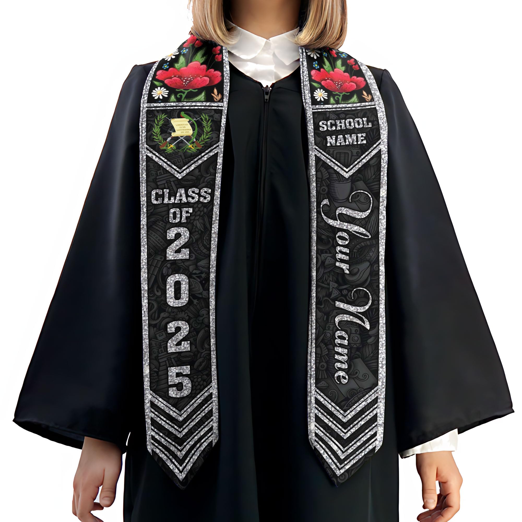 MonkeyVan Personalized Guatemalan Graduation Sash 2025,Custom Guatemala Flag Stole,Guatemala Graduation Stole Class of 2025 S194