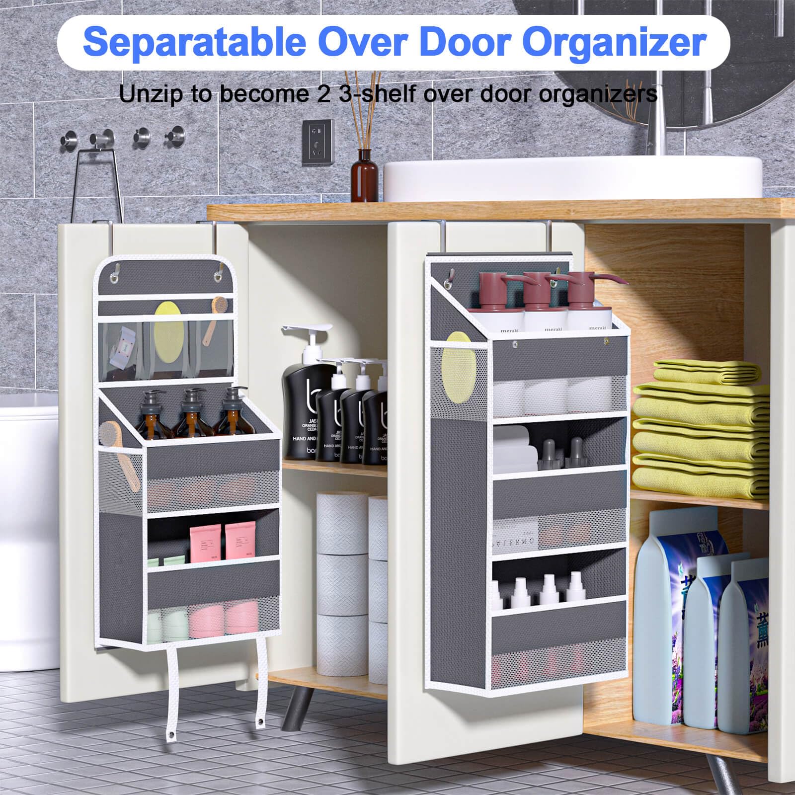 Kast organizer - hangende opberger - stof beige met 3 brede vakken - online kopen? | Korting tot 55