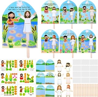 Janlaugh 30 Sets Religious Baptism Craft Kits DIY Baptism of Jesus Pop-up Crafts for Kids, Sunday School Supplies and Home Classroom Activities