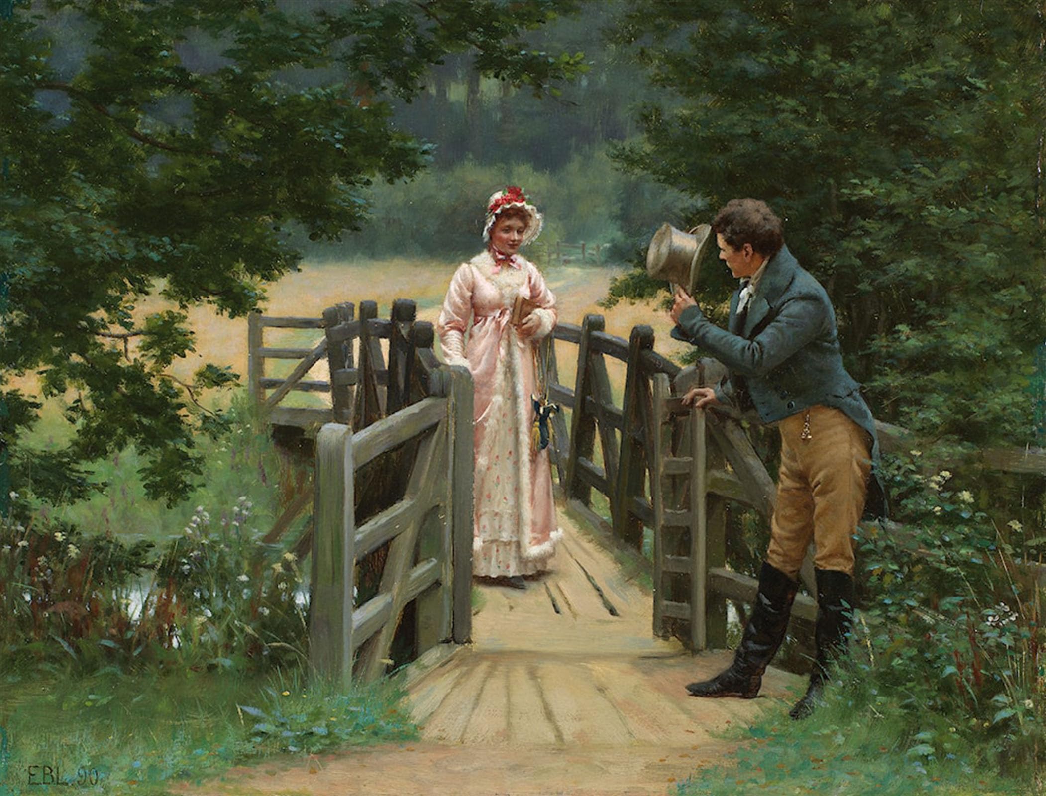 HRJUBWREE Famous Paintings Pictures Artwork Picture the Gallant Suitor by Edmund Blair Leighton Photo Wall Print for Home Decor 60x90cm