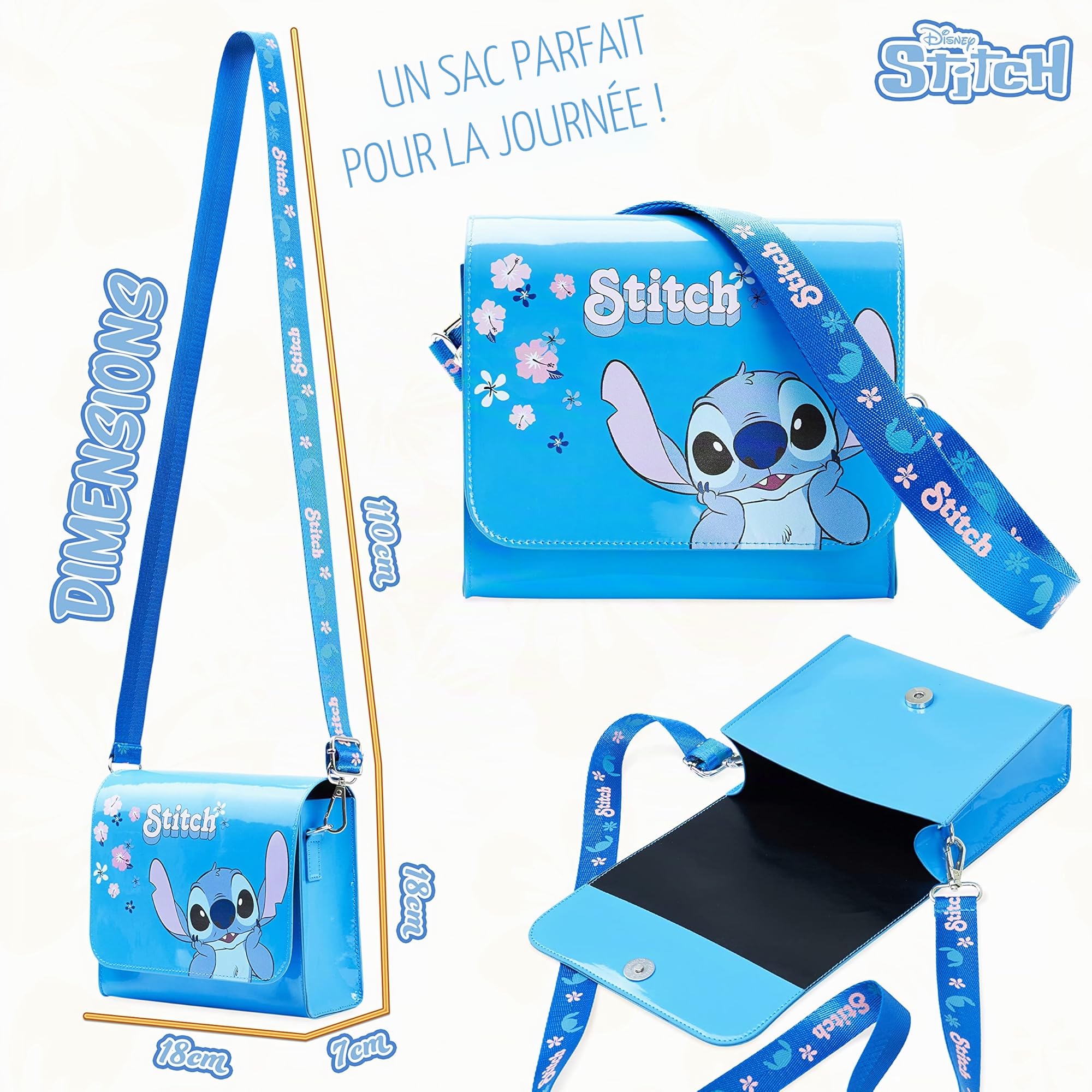 Disney Sac Stitch, Sac à Main Fille, Sac Bandoulière Fille, Idée Cadeau Enfant Fille Stitch Reine des Neiges