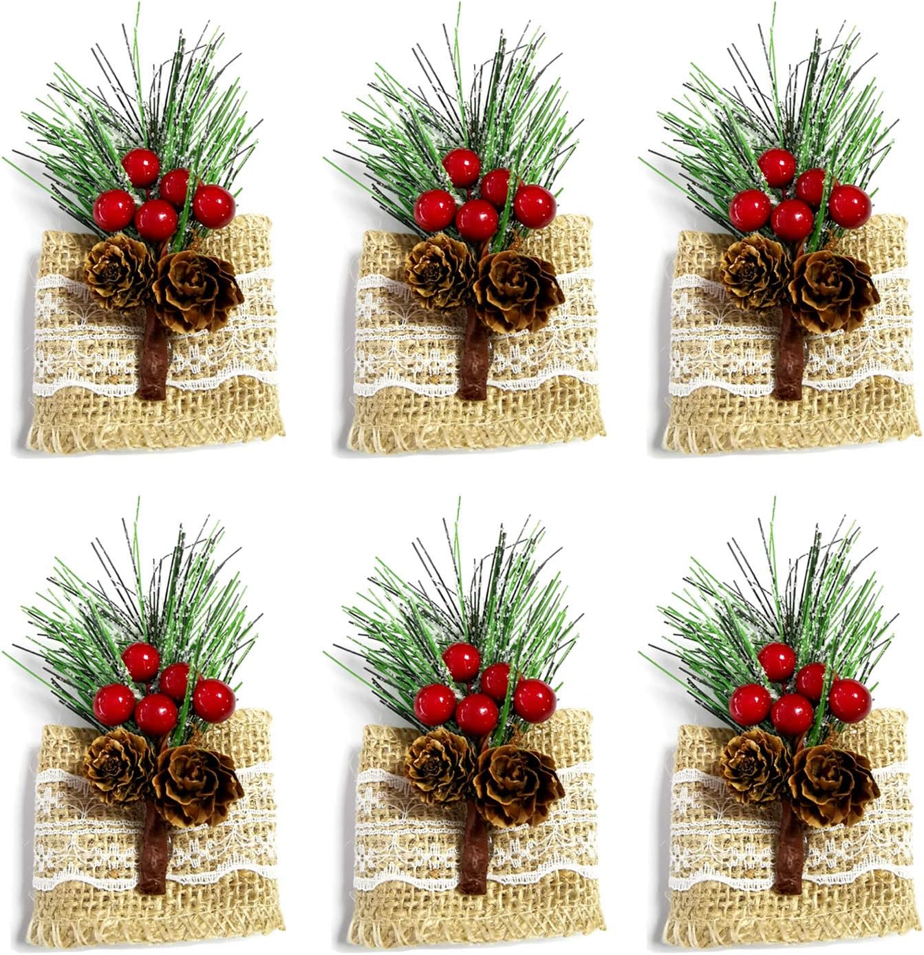 Getfitsoo Napkin Rings, Christmas Napkin Rings Set of 6, Burlap Napkin