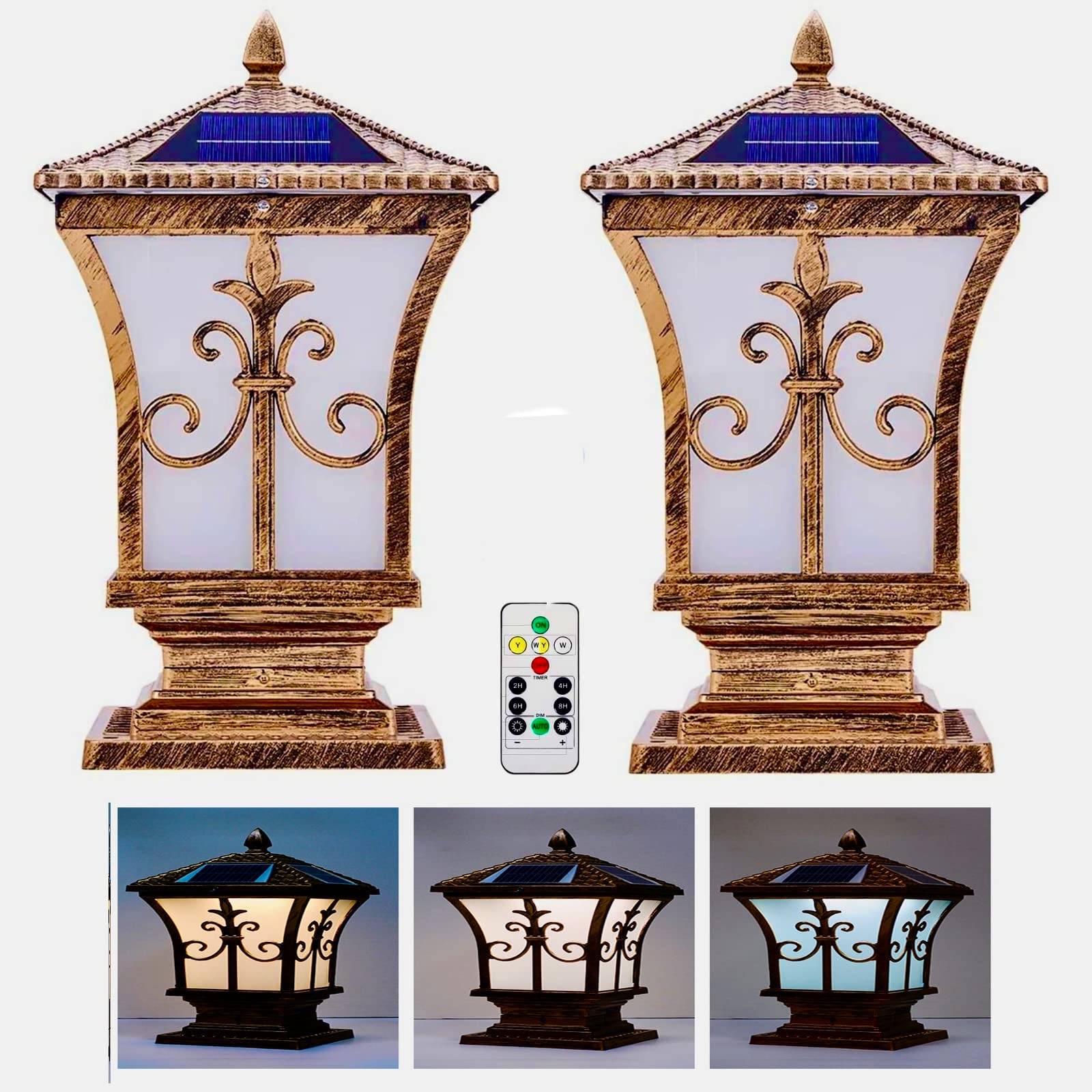Homehop Solar Gate Pillar Lights For Outdoor Led & Ac Antique Waterproof Design For Home Garden Main Gate Wall Pillar Compound Entrance Lamp Multicolour, With Remote Control (Pack Of 2) - Aluminium (B09TRCXXJ1) Amazon Price History, Amazon Price Tracker