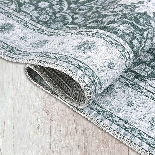 Miniatura 10 de Fashionwu Alfombra bohemia de 9 x 12 pies, diseño de medallón tribal, de pelo bajo, no desprende pelusa, alfombra grande para sala de estar,