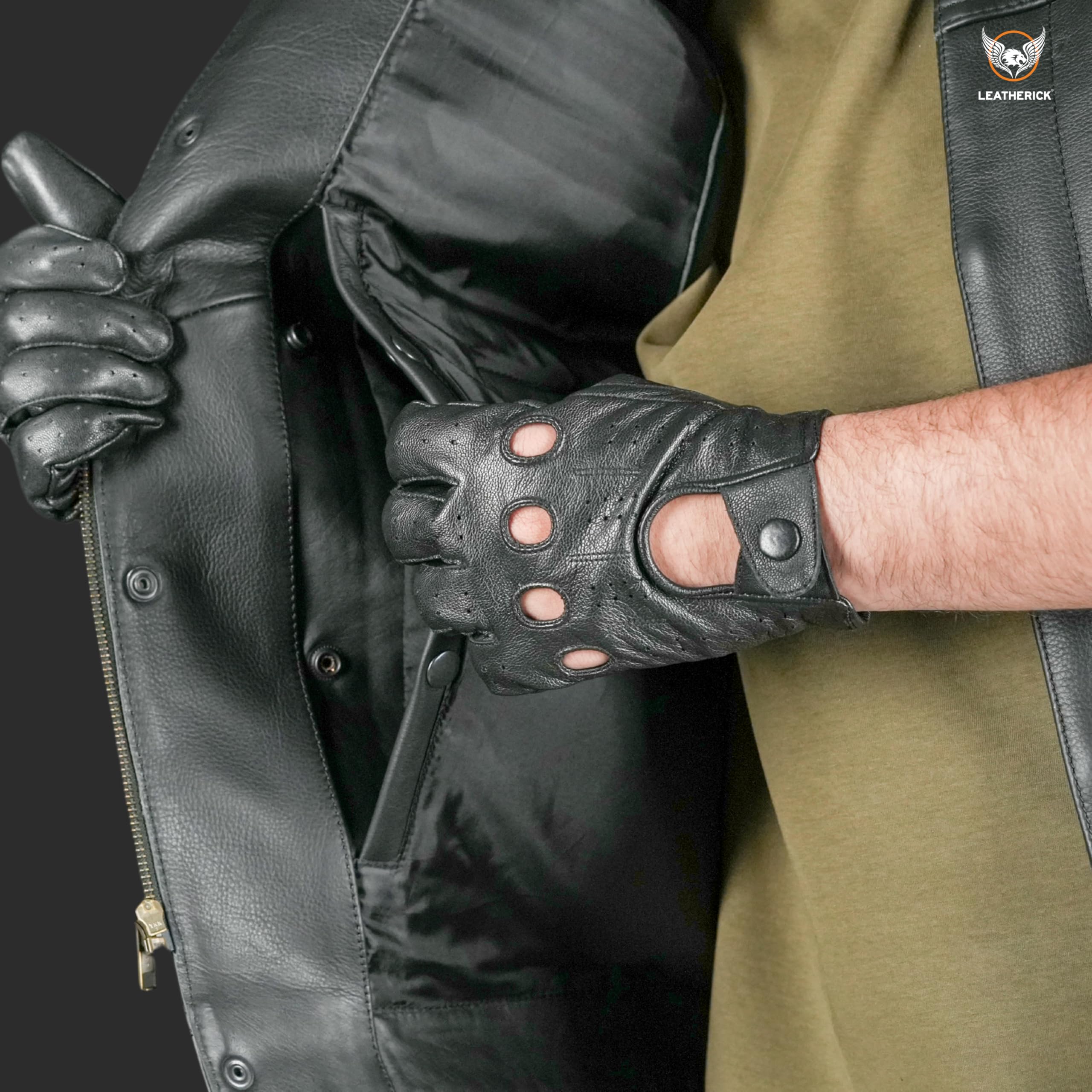 Leatherick Gilet de Moto en Cuir de Vache de qualité supérieure Anarchy pour Homme Noir