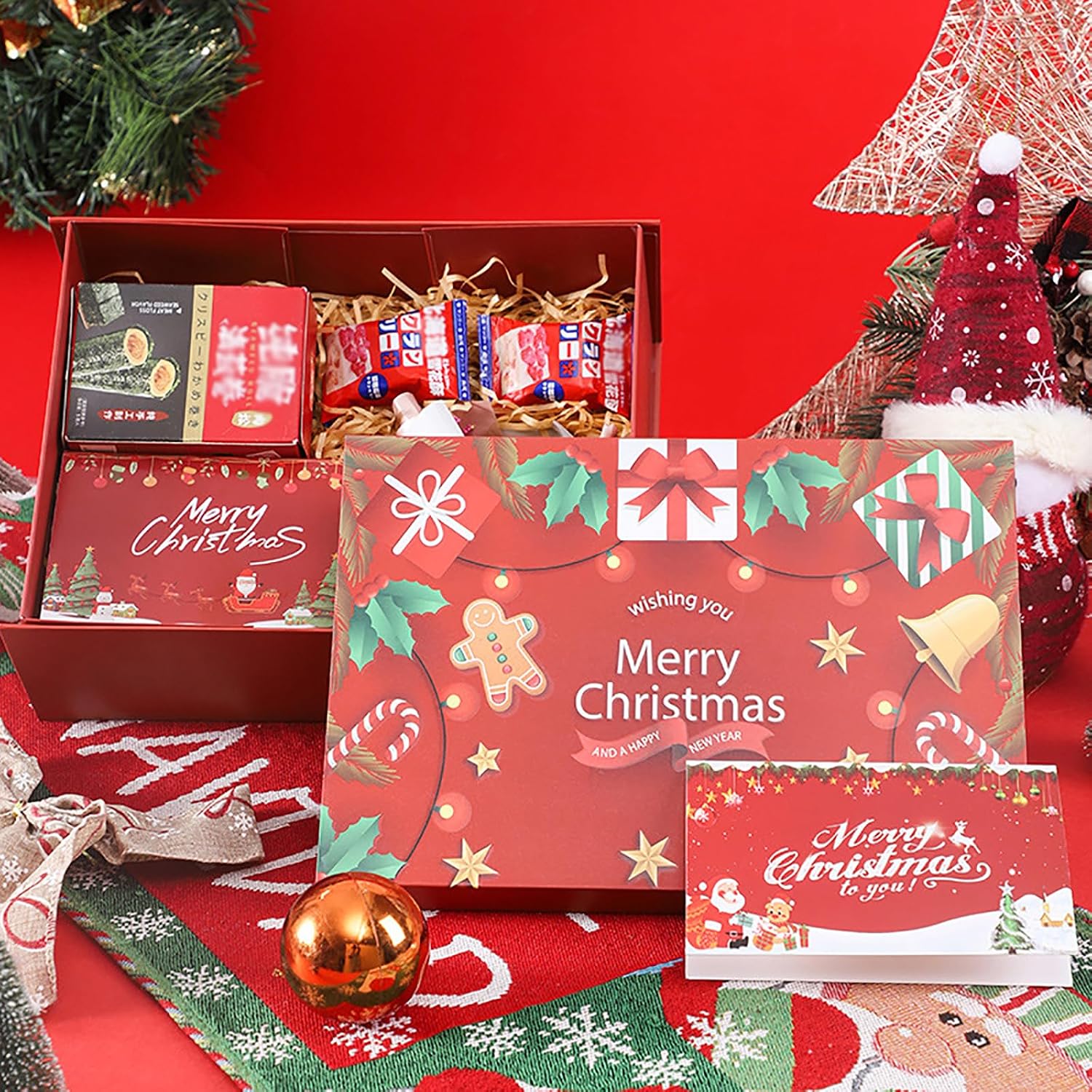 Red Christmas Gift Boxes with Lids, 10.63x8.27x4.13(270x210x105 mm) Large Empty Gift Boxes for Presents, Luxury Sturdy Foldable Cardboard Box for Gifts, Christmas Party Favor Supplies (Pack of 1) image 3