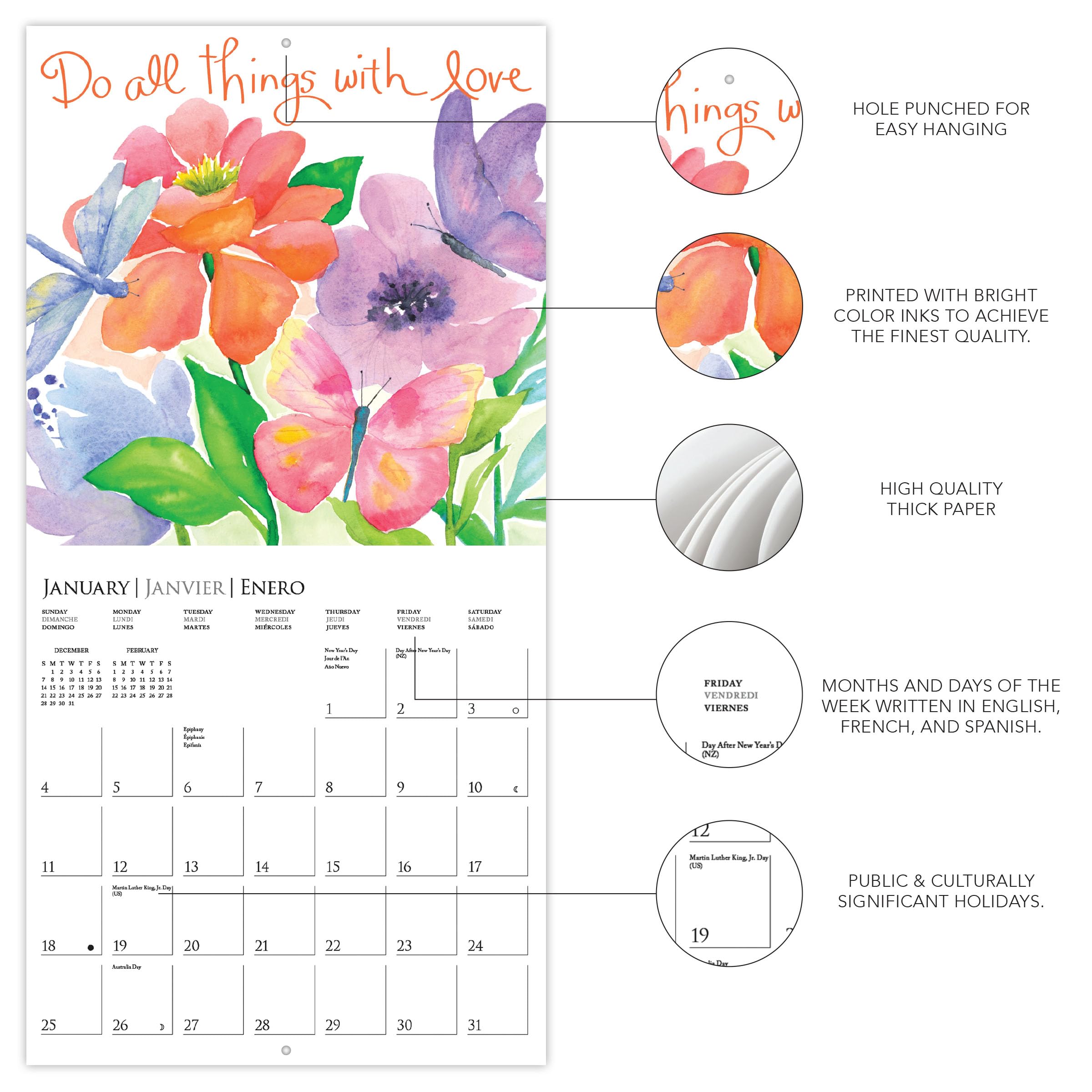 Graphique 2026 Live Love Laugh Mini Wall Calendar | 7” x 7