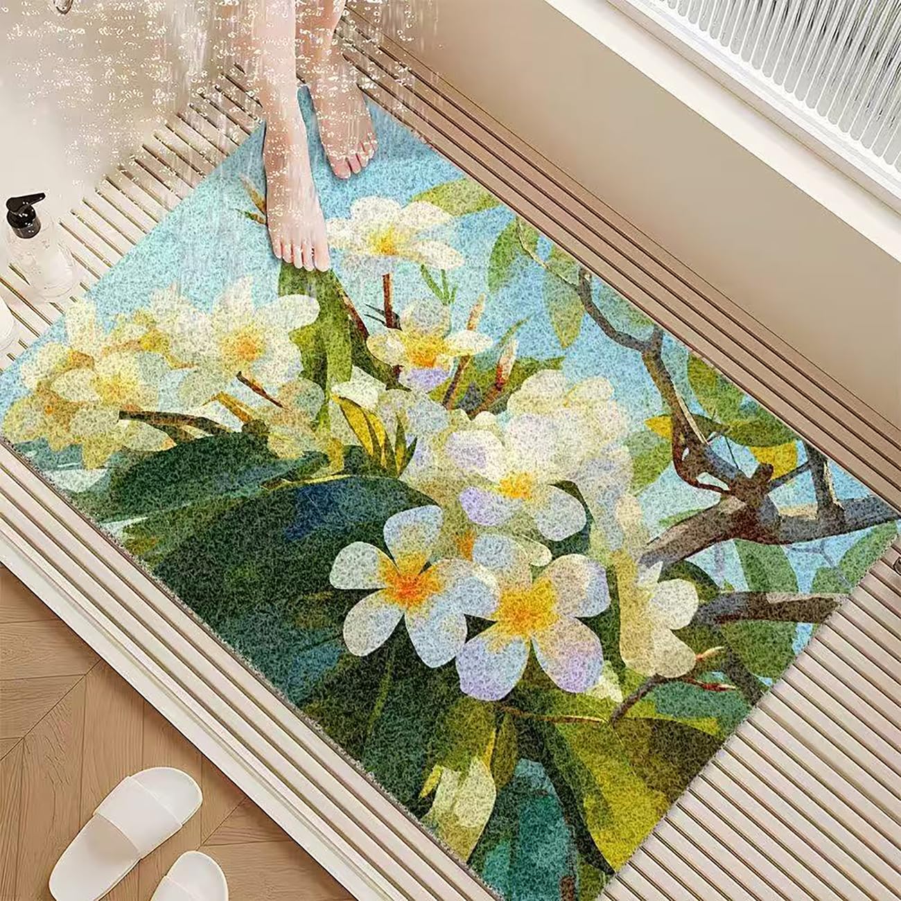 Dusche antirutschmatte 50x100 cm Wellenmuster Duscheinlage rutschfest Weich Komfort PVC Duschmatte für Moderne Duschen Hohe Wasserdurchlässigkeit