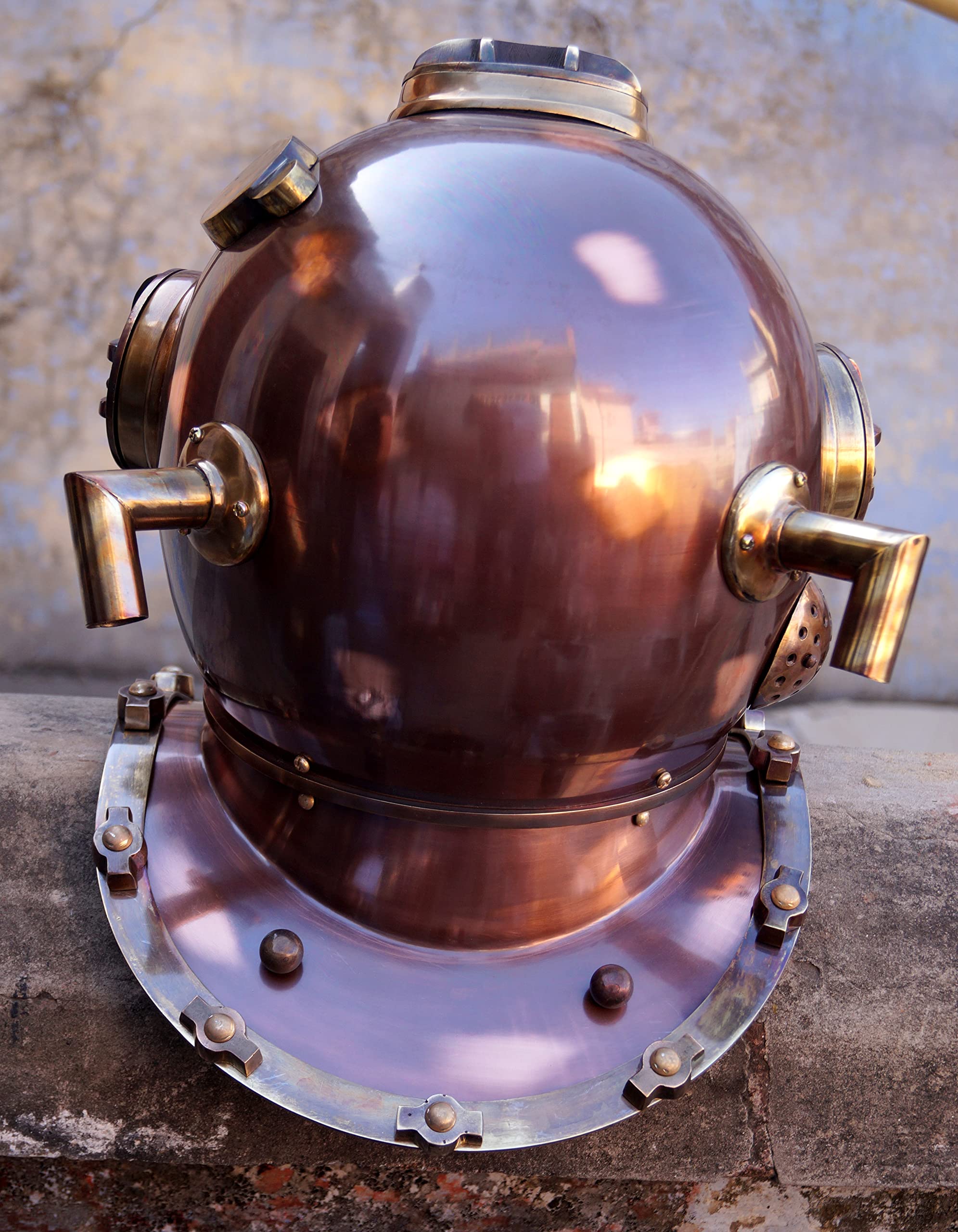 Laiton Vintage Plongée Divers Casque Américain Marine Mark V Massif 18