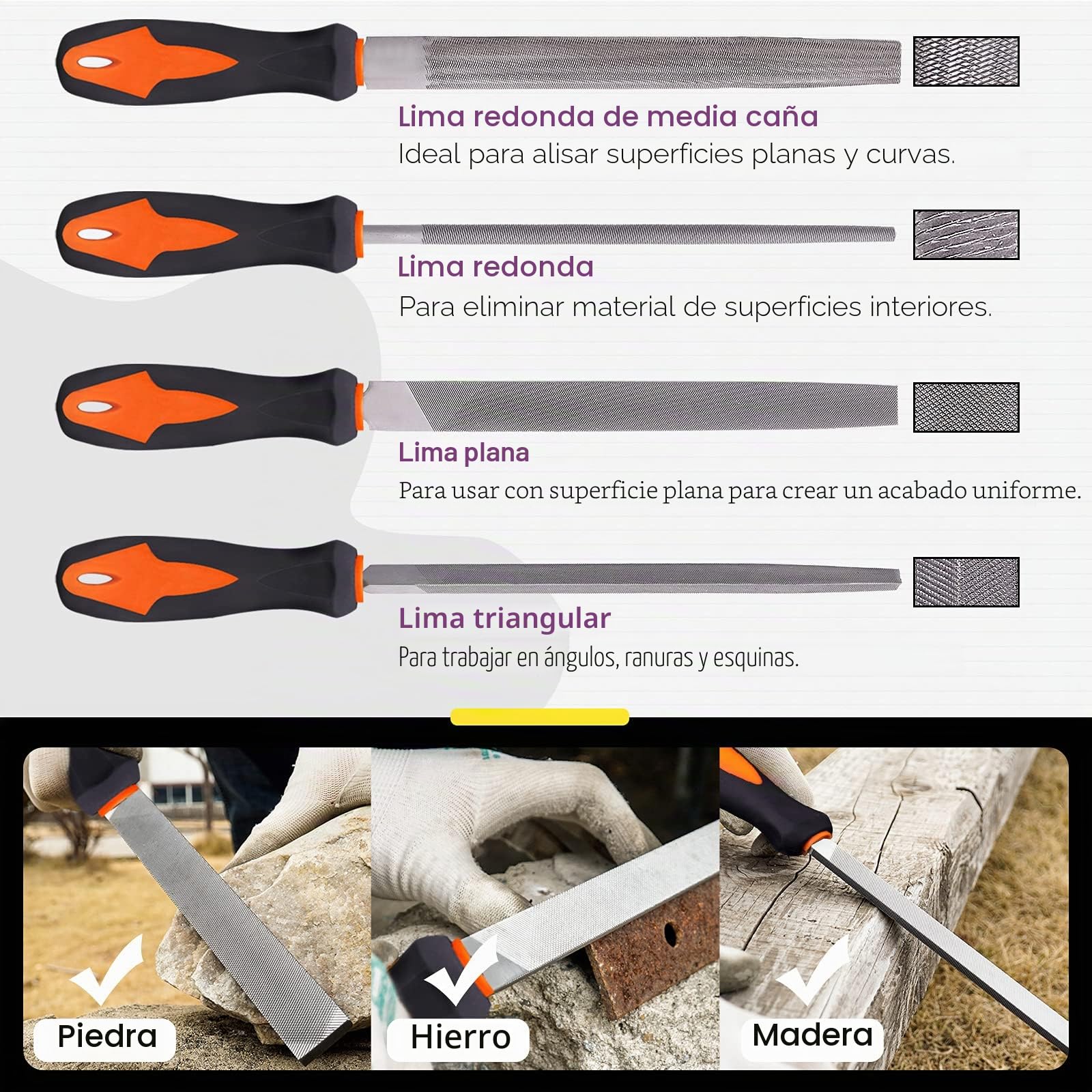 Swpeet Juego de 24 limas de metal con lima de madera 4 en 1 y kit de cepillo de alambre con funda de transporte, limas de aguja, limas planas, lima triangular redonda media redonda para dar forma a