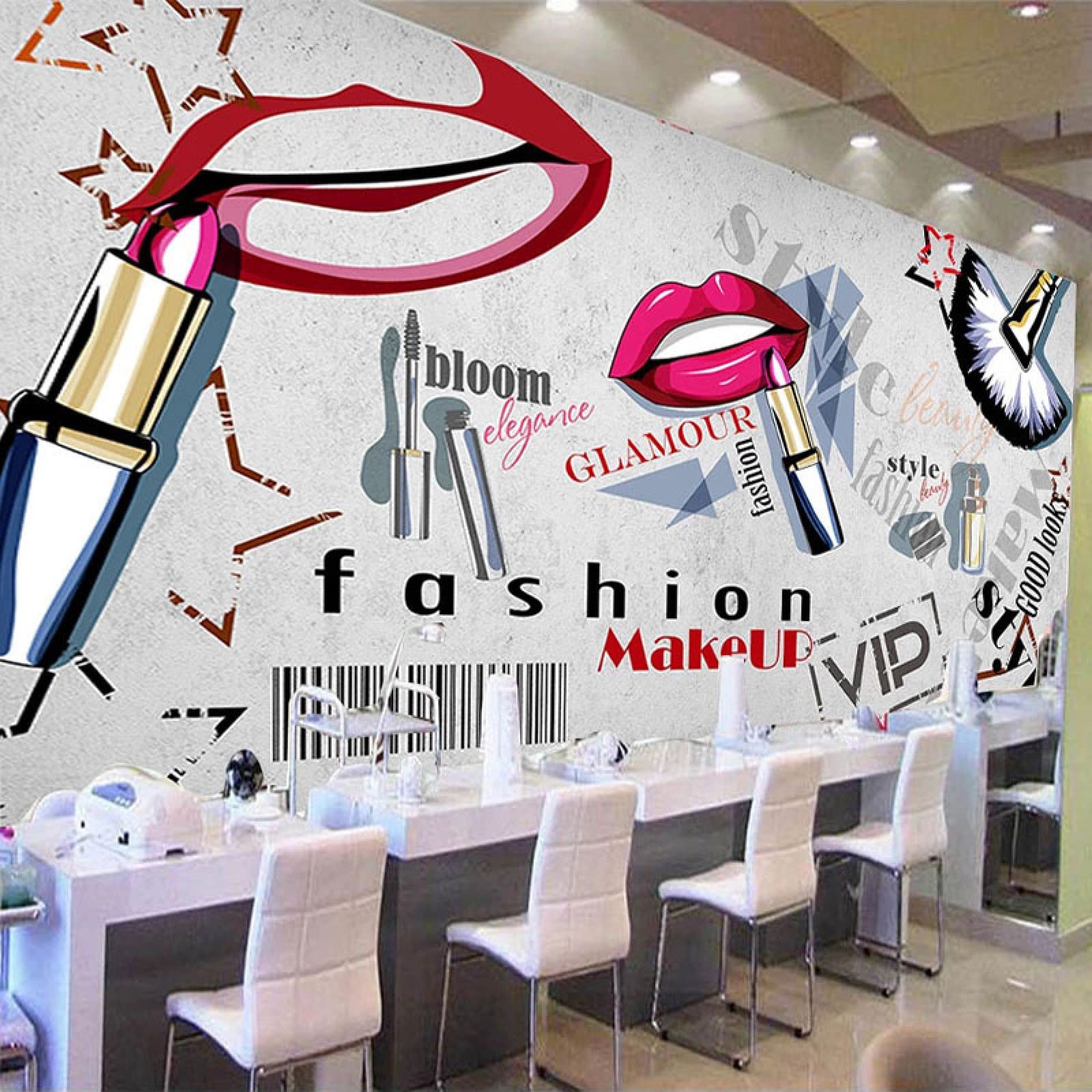 Mural ciment maquillage 3D pour salon de beauté - papier peint photo 140X100cm