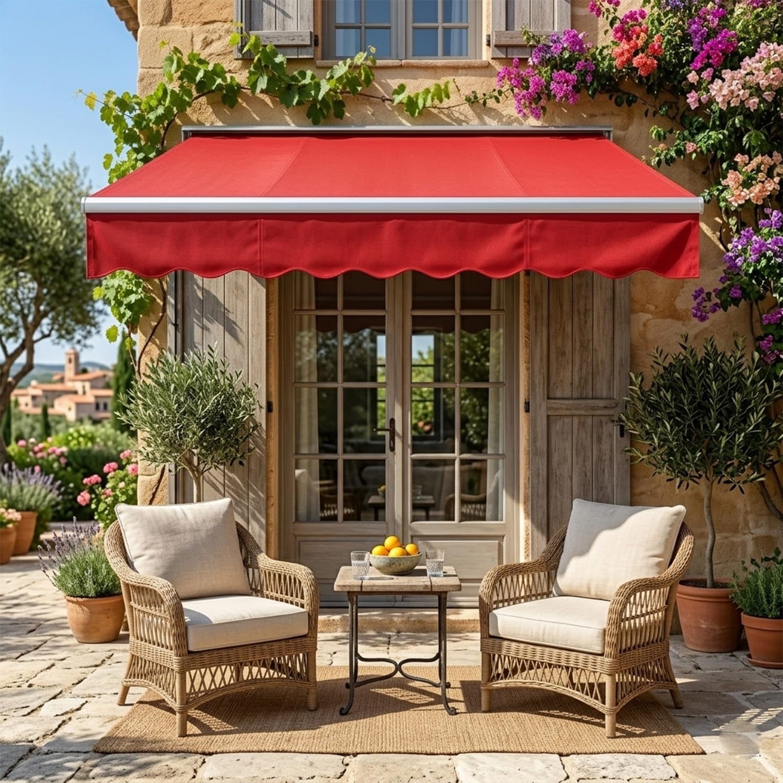 Store Retractable Exterieur，Toile De Remplacement Store Banne，Anti Chaleur Exterieur，Anti UV，Armature Non Incluse, Suitable for Patios and Shops.(Style A,10x8.2ft(3x2.5m))