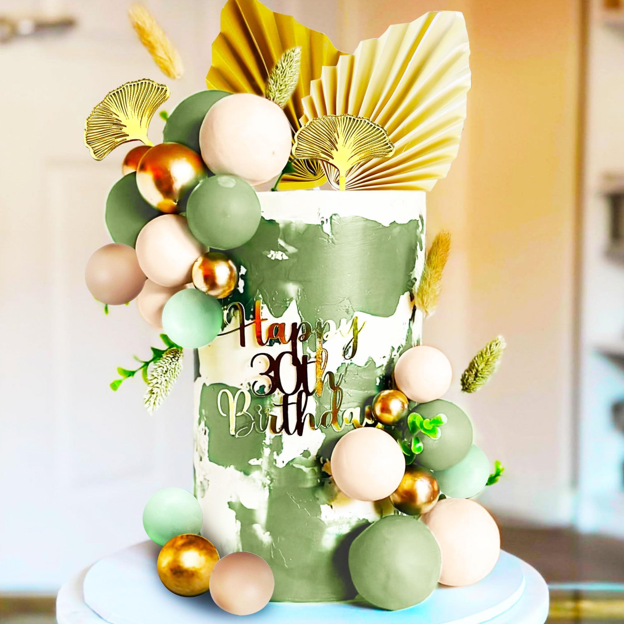 LaVenty Sage Green Cake Toppers Neutral Oliver Green Cake Decorations