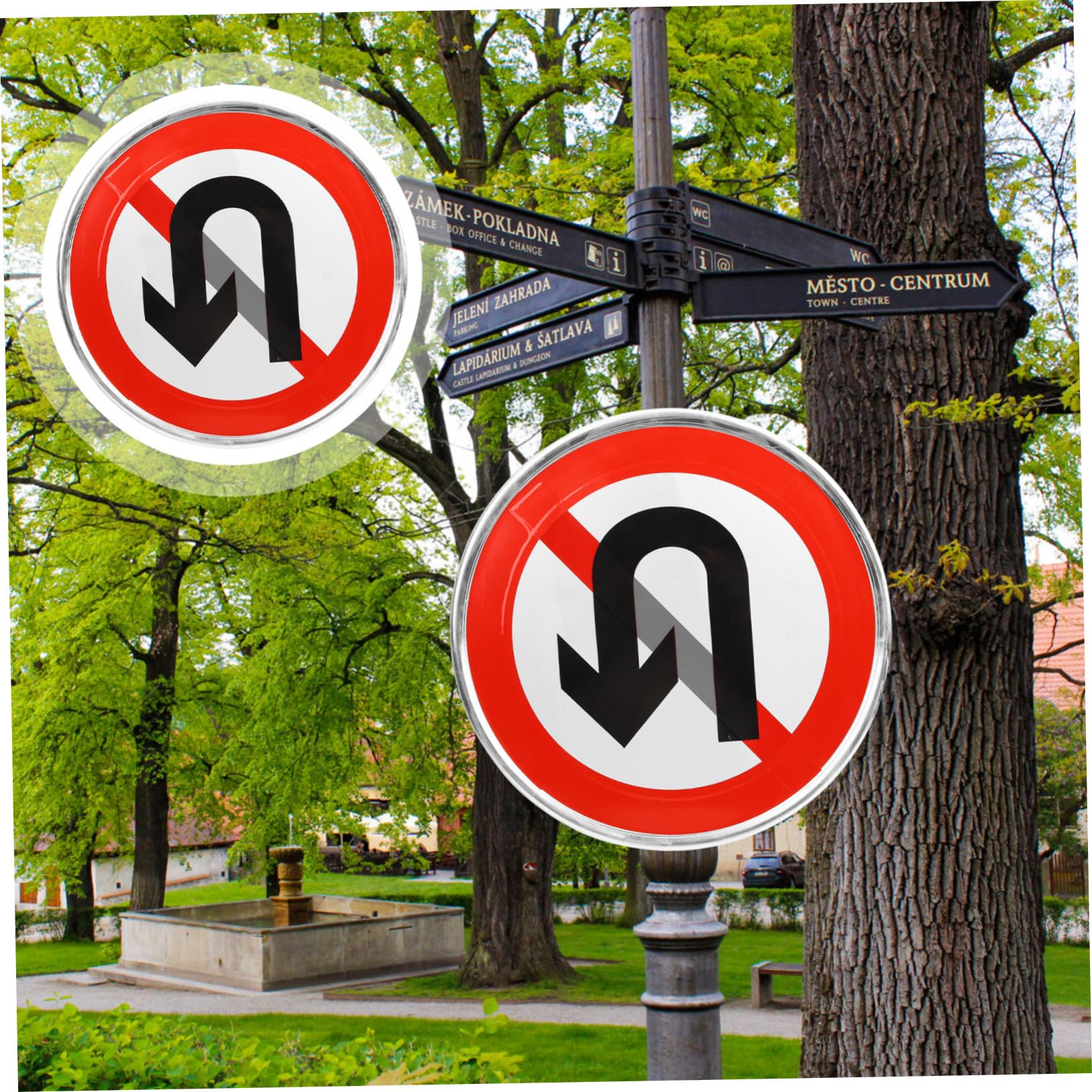 Panneau Interdit Demi-tour Métal Réfléchissant Signalisation Route Privée Panneau Allée Robuste Facile à Installer pour Entrée et Allée