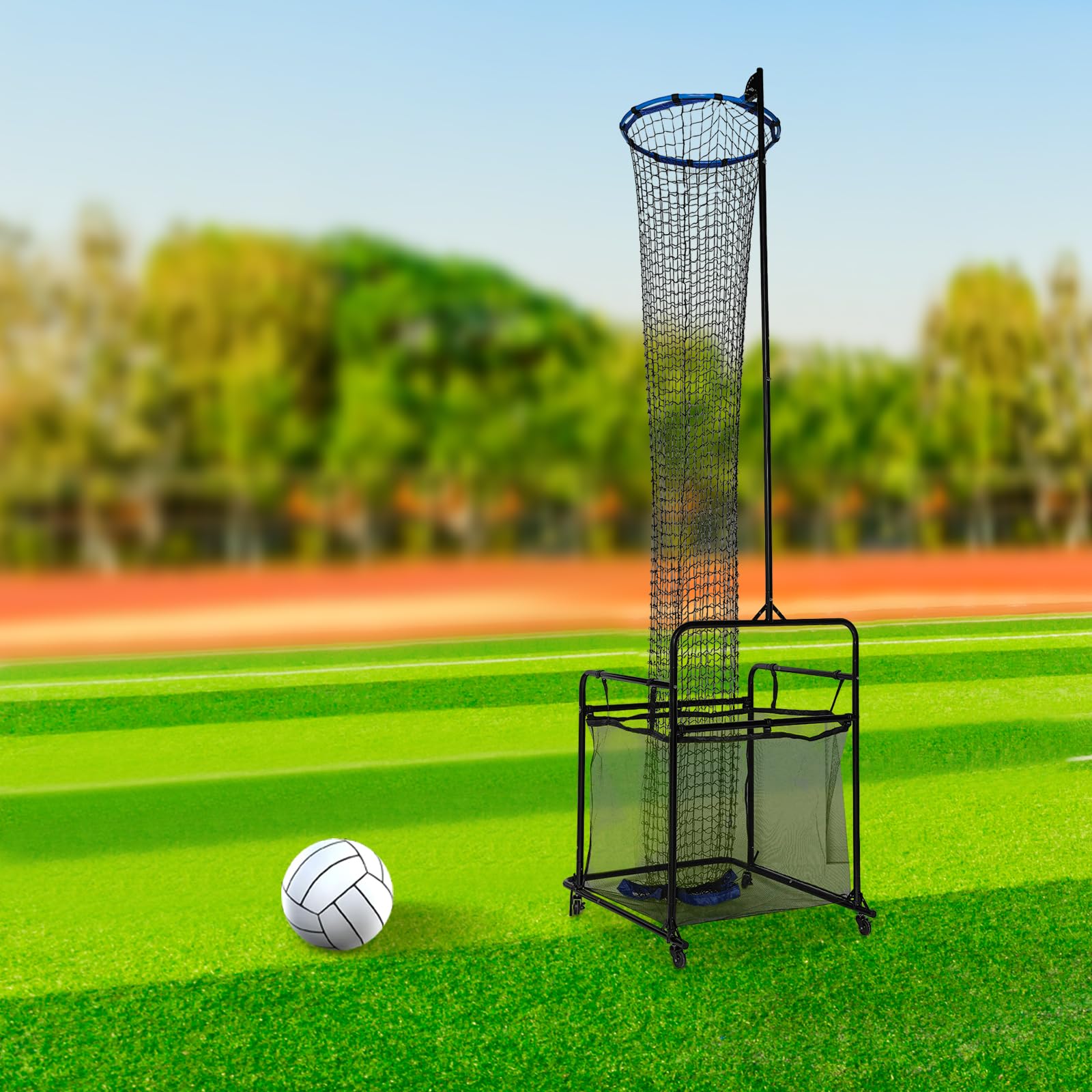 Rete da allenamento per pallavolo, 1,7-3,3 m, altezza e angolo regolabili | Pallavolo Setter Trainer con 4 ruote e borsa di raccolta, per giardino, sala e spiaggia