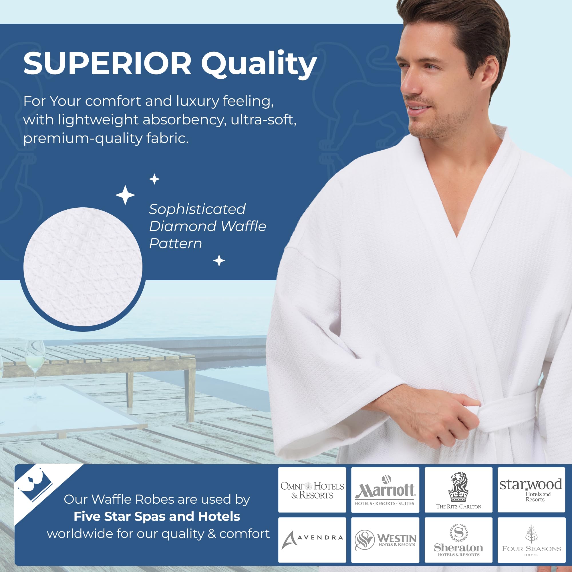 Snapklik.com : MONARCH Diamond Waffle Spa Kimono Robe For Men Or Women ...