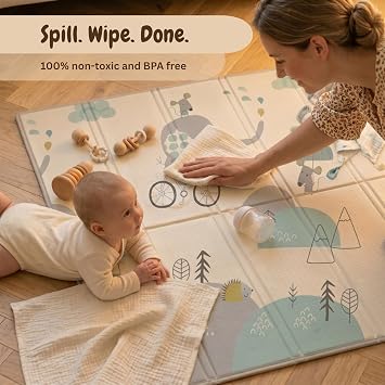 Foldable Baby Play Mat (120x120cm) – Thick, Waterproof Foam Floor Mat for Crawling & Tummy Time – Portable, Soft Playmat for Newborns, Infants & Toddlers – Easy Clean Design