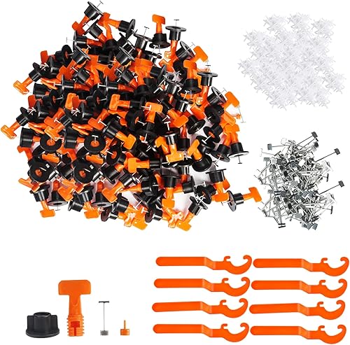 Kit de sistema de nivelación de azulejos, 200 espaciadores de nivelación de azulejos reutilizables con 1000 espaciadores de azulejos de 0.079 in, 8