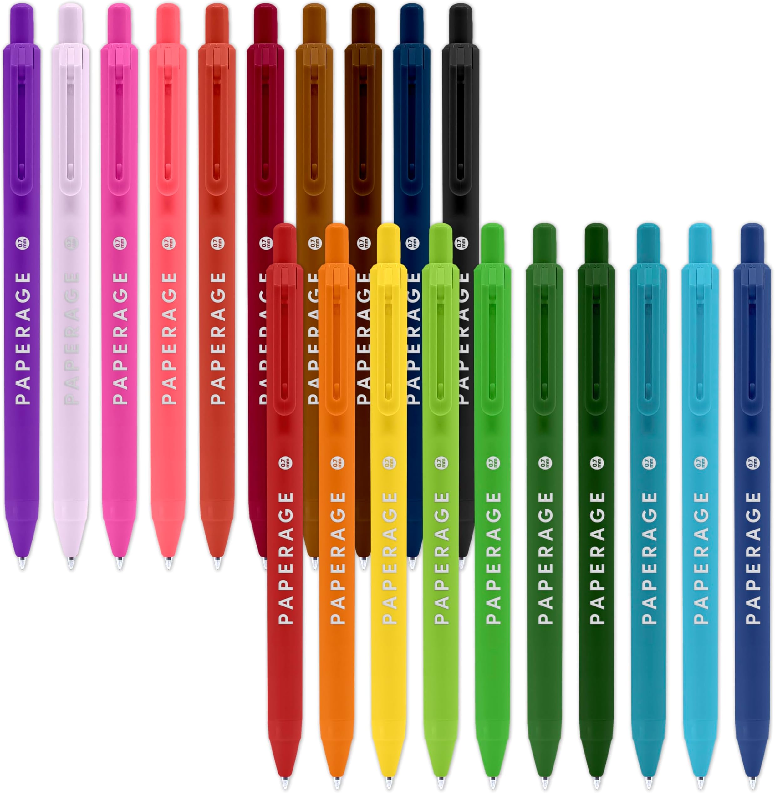 Gel Pens With Retractable Medium Point (0.7mm), 20 Pack Colored Gel Pens, Assorted Colors, Smooth Writing Pens For Journals, Notebooks, Note Pads, Drawing, Office & School Supplies