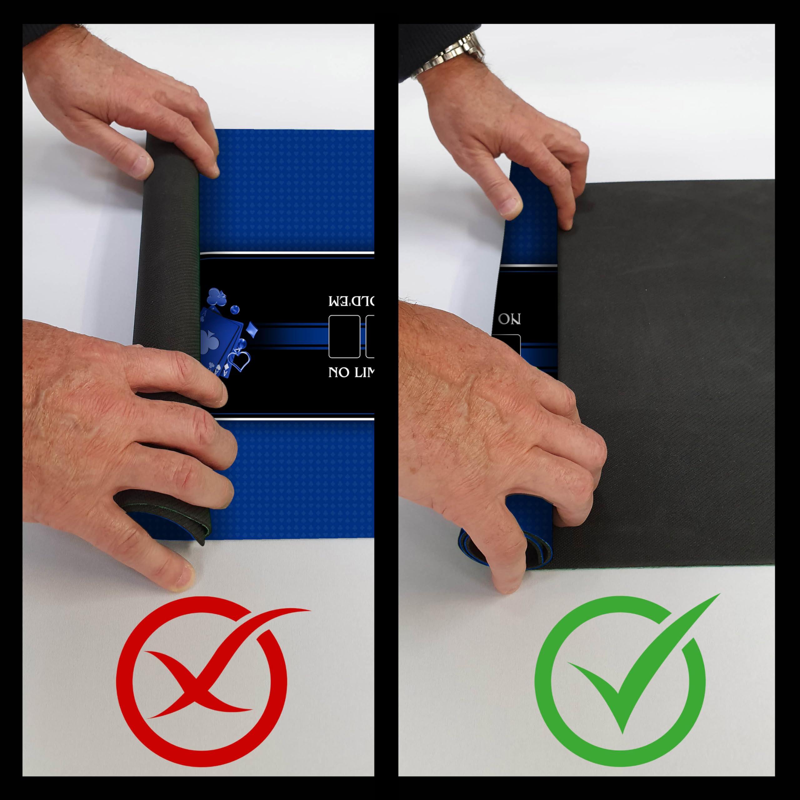 MTJ® Tapis de Poker Texas Holdem Prestige -Surface en Jersey - Antidérapant - Fabriqué en France (Bleu, Ovale Place Libre 180x90 cm)