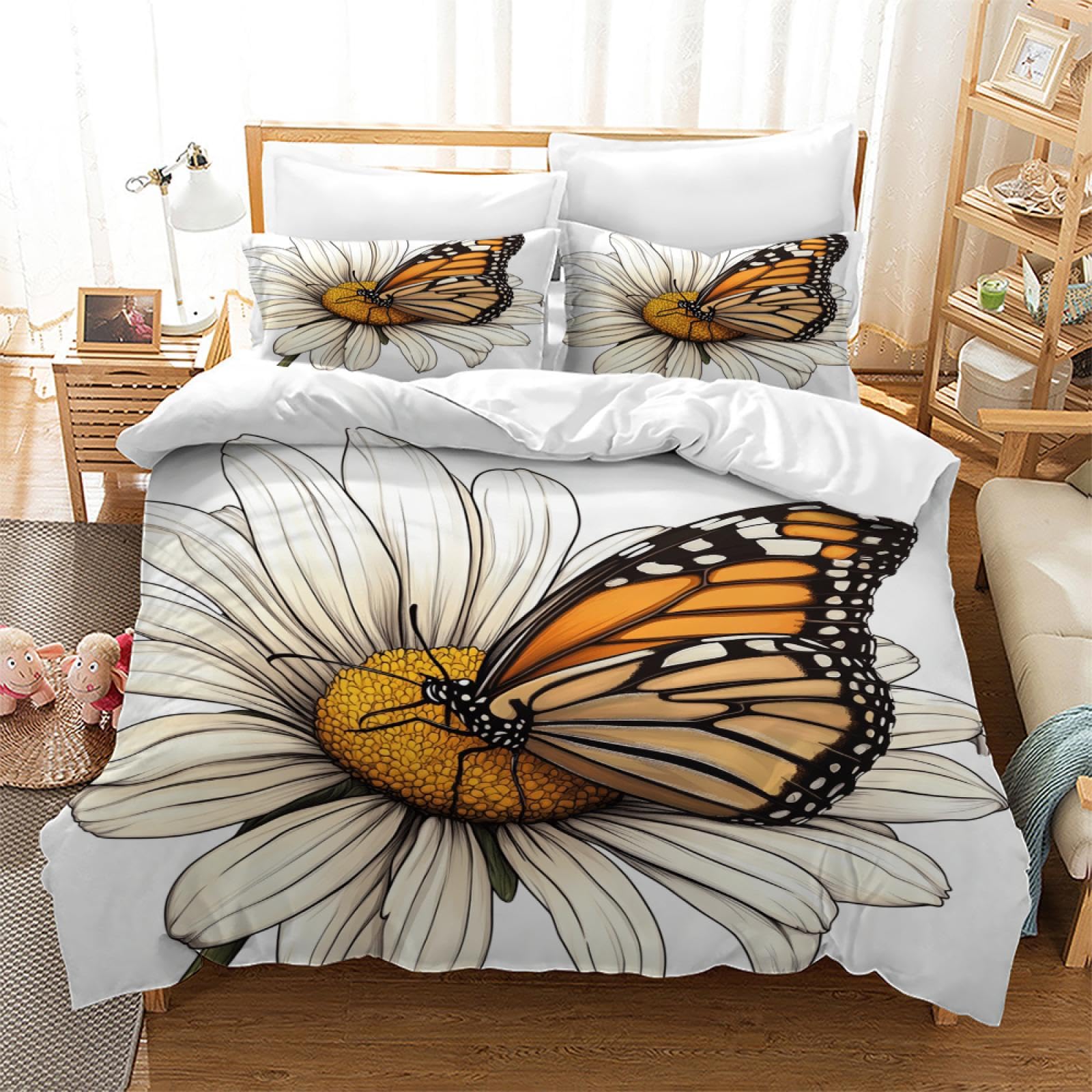 Parure de lit motif papillon pour lit enfant toutes saisons 90x200 cm