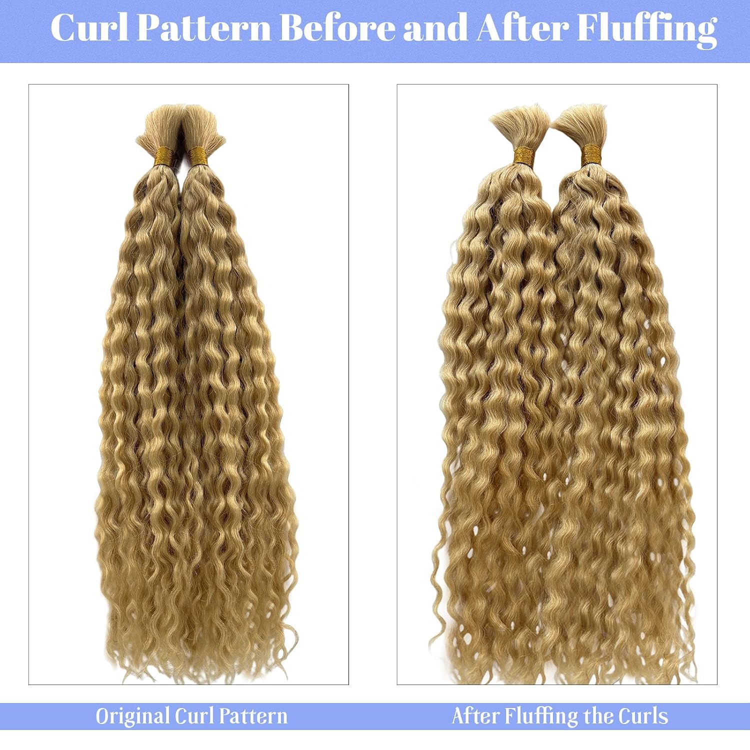 Deep Wave Human Braiding Hair #24 Honey Blonde Two Bundles 100G 16 Inch image 4