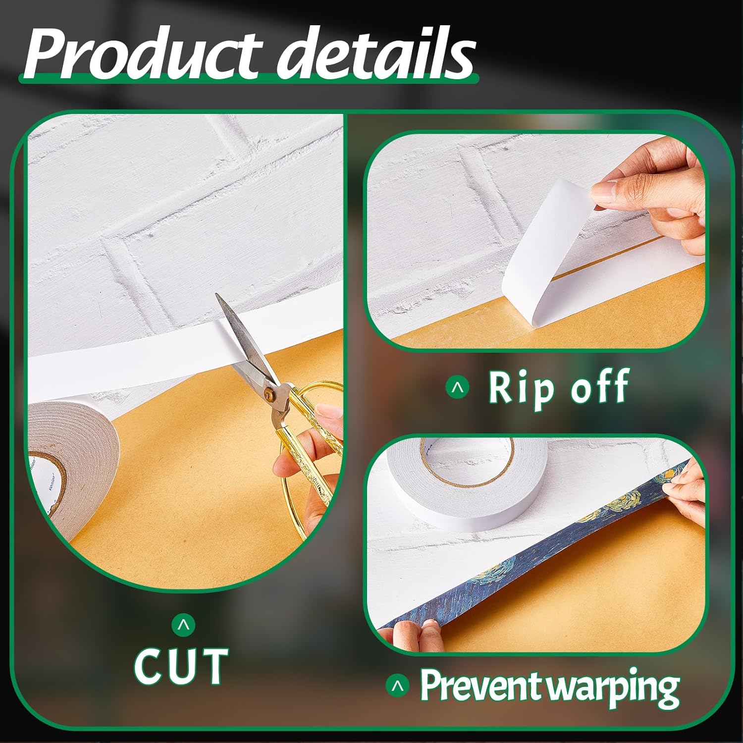 Geyoga 6 Rolls Total 984 ft Heavy Duty Banner Hem Tape Double Sided Each 1" x 164 ft Mounting Tape for Vinyl Banner, White