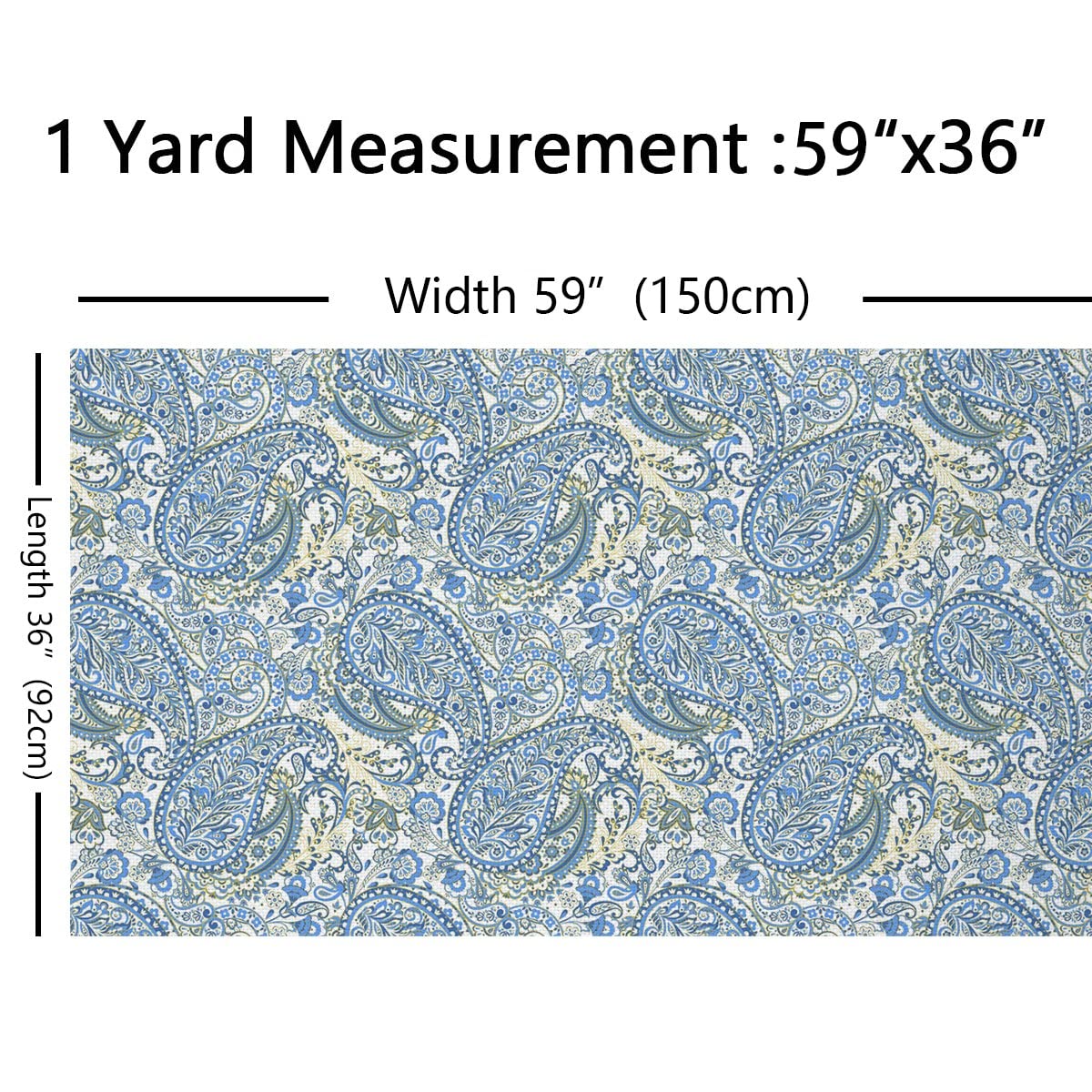 Tela de cachemira de The Yard, tela de tapicería floral bohemia de cachemira para sillas de sofá, tela de estilo exótico bohemio para exteriores, impermeable, tela de estilo indio, 5 yardas, (largo x
