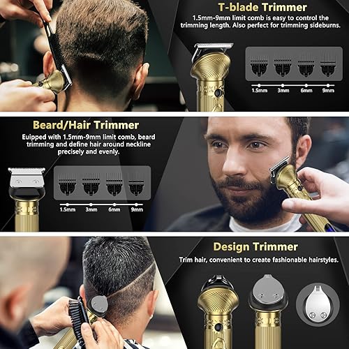 Miniatura 2 de AMULISS Recortadora de barba para hombres, kit de aseo de barba para hombres, cortadora de pelo impermeable para bigote, cuerpo, facial, corte de